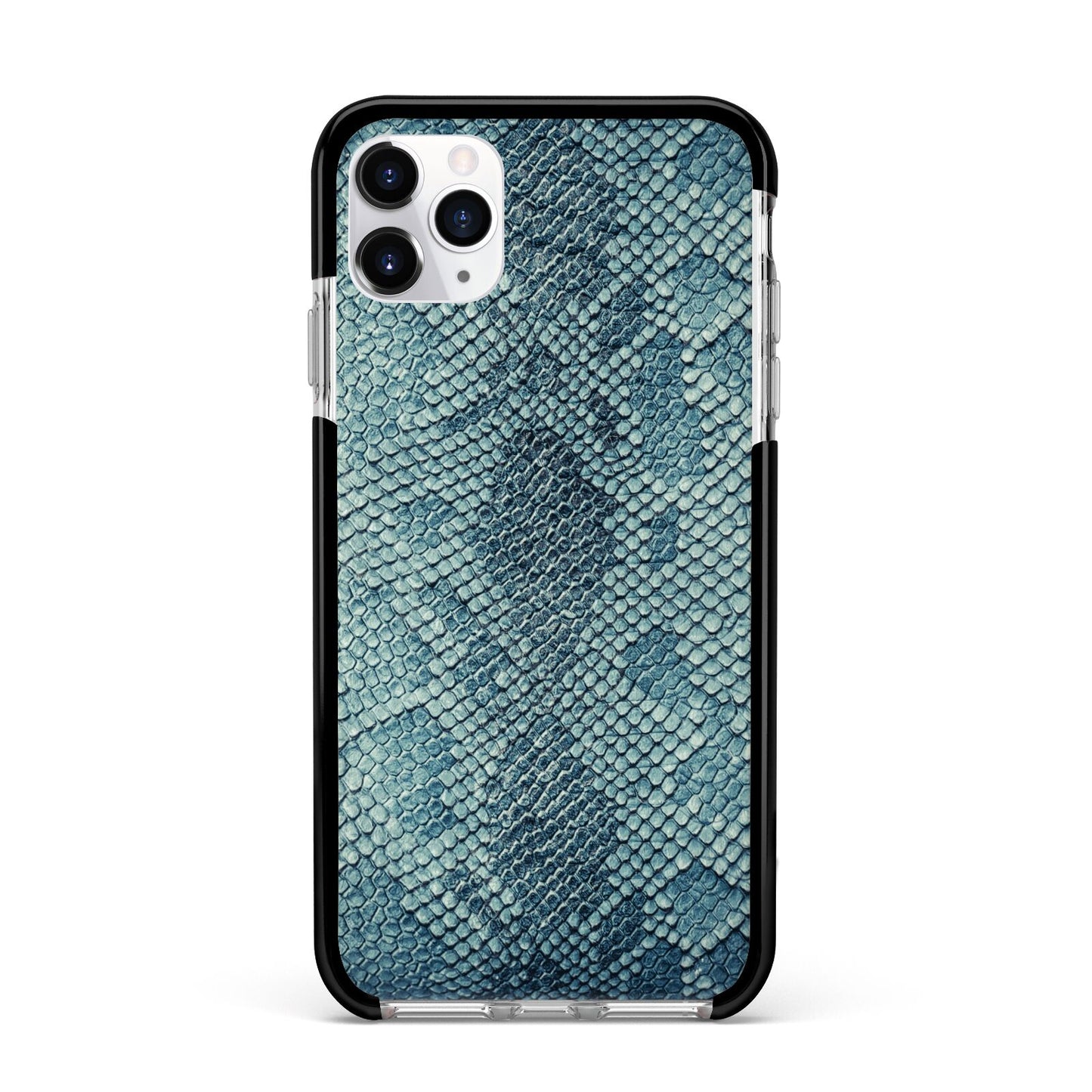 Teal Snakeskin Apple iPhone 11 Pro Max in Silver with Black Impact Case