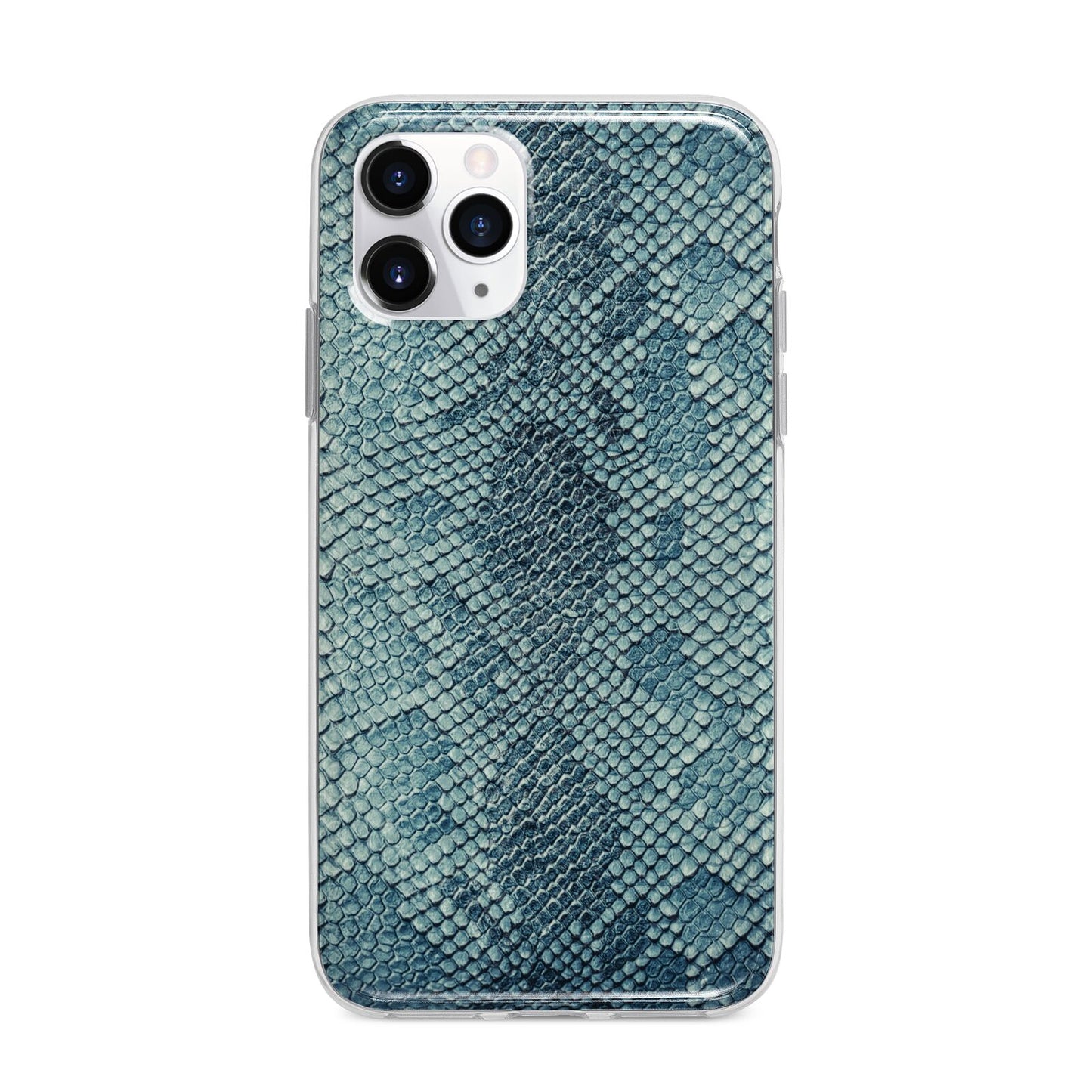 Teal Snakeskin Apple iPhone 11 Pro Max in Silver with Bumper Case