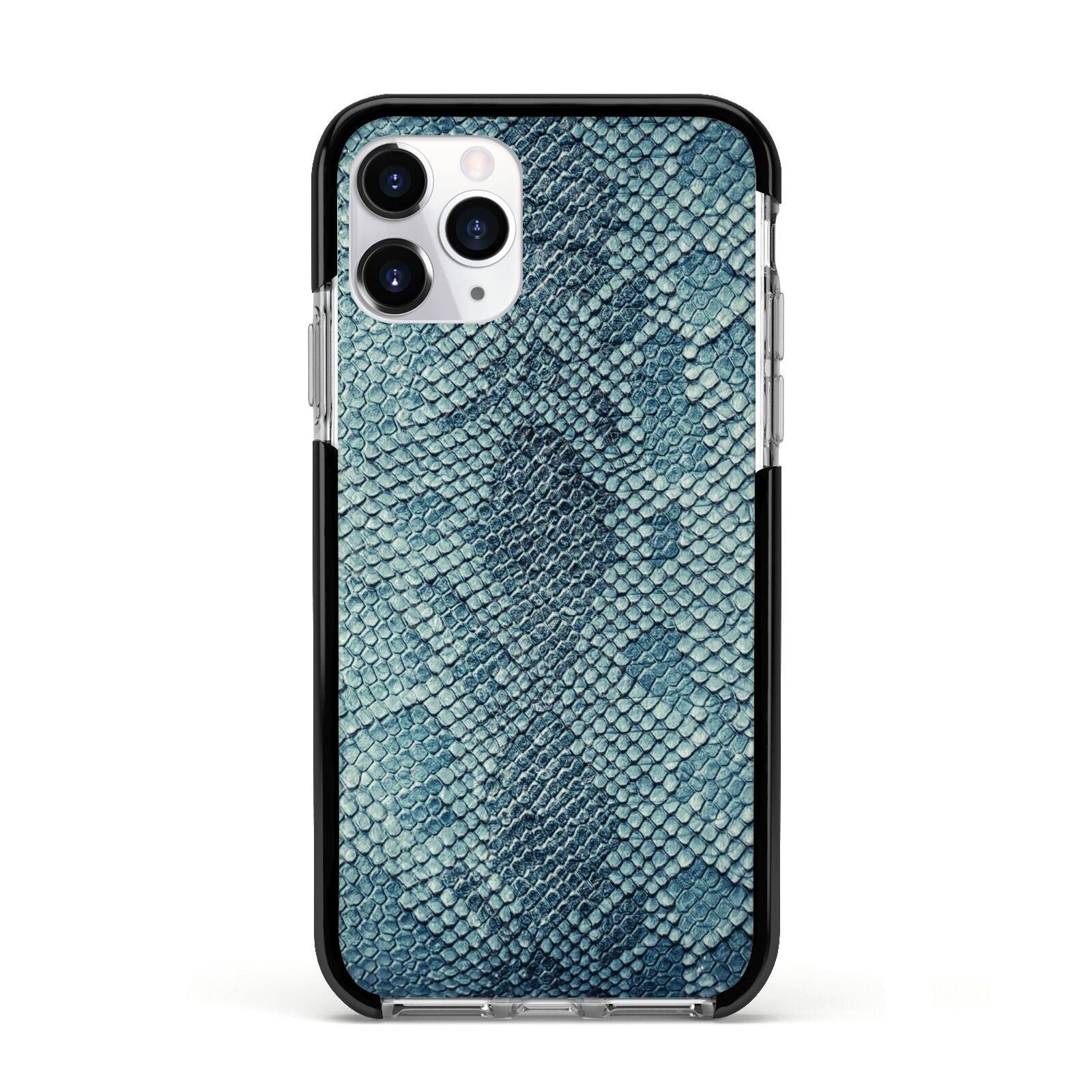 Teal Snakeskin Apple iPhone 11 Pro in Silver with Black Impact Case