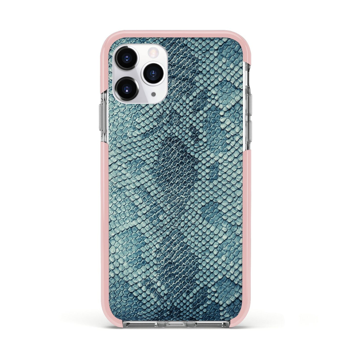 Teal Snakeskin Apple iPhone 11 Pro in Silver with Pink Impact Case