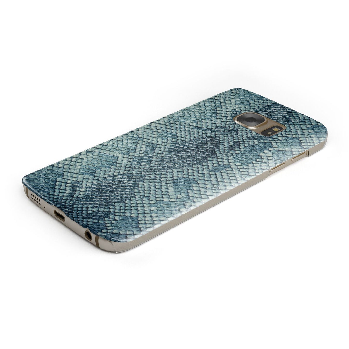 Teal Snakeskin Protective Samsung Galaxy Case Angled Image