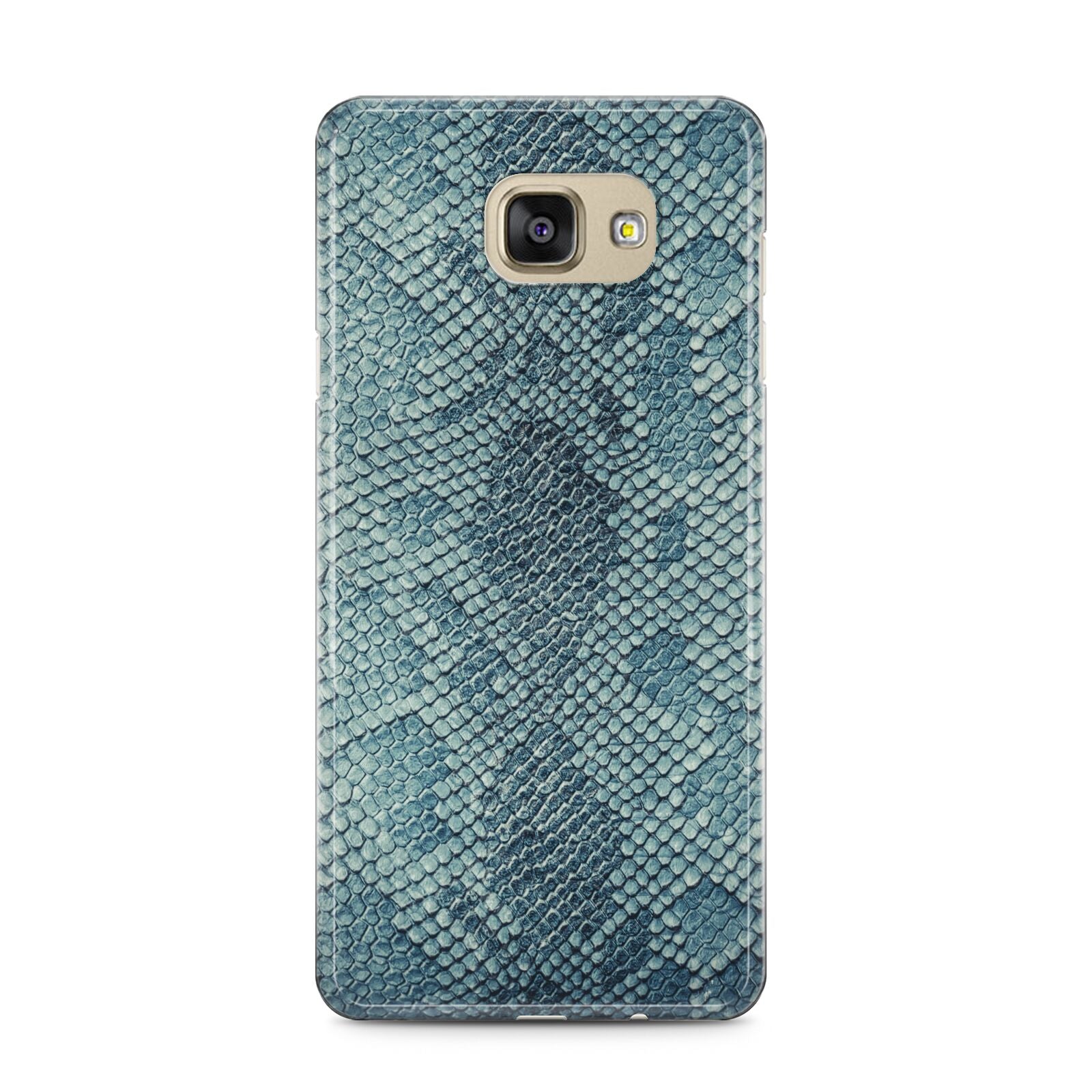 Teal Snakeskin Samsung Galaxy A5 2016 Case on gold phone