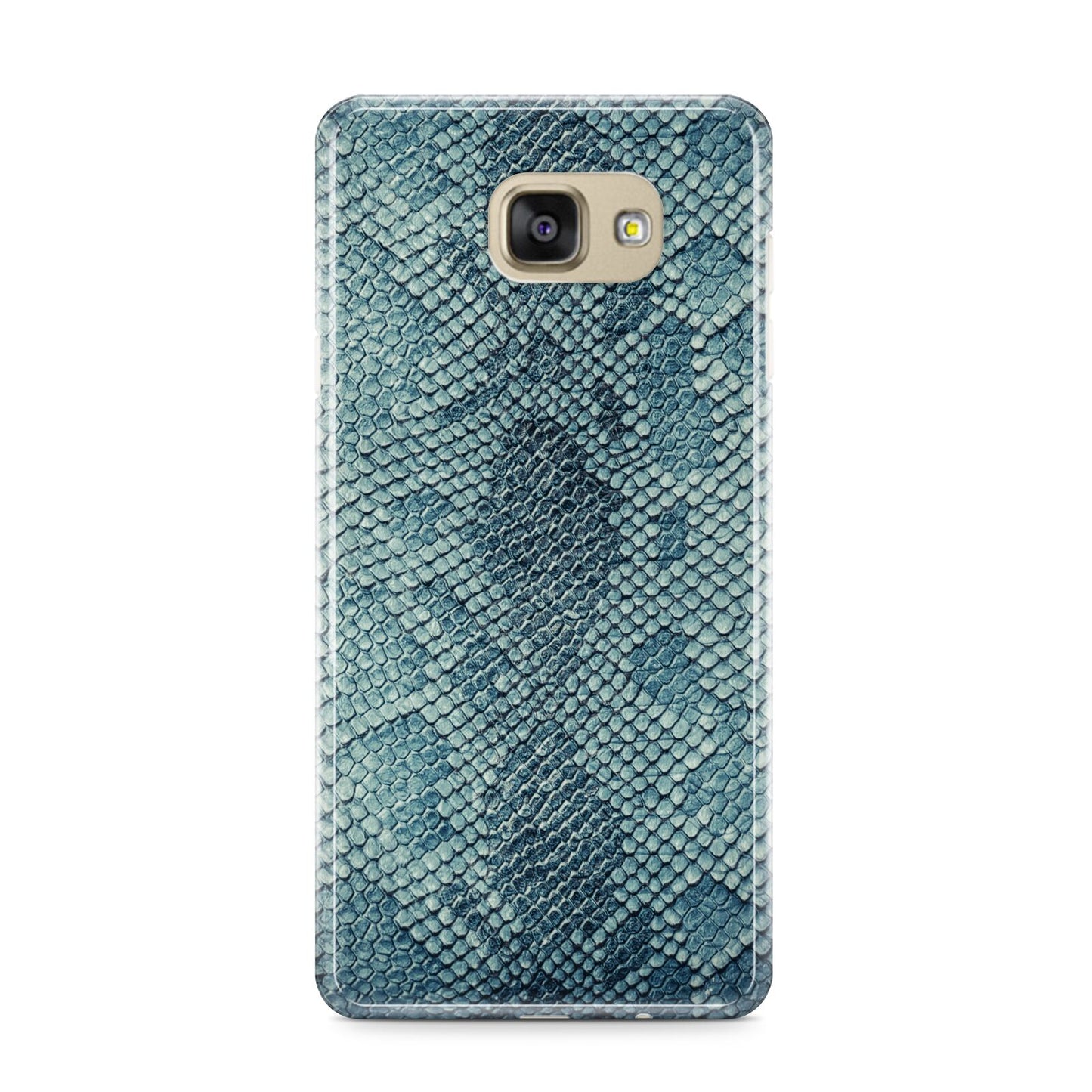 Teal Snakeskin Samsung Galaxy A9 2016 Case on gold phone