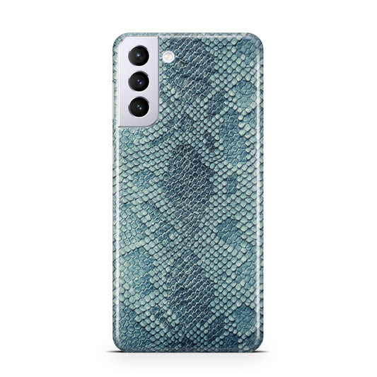 Teal Snakeskin Samsung S21 Plus Phone Case
