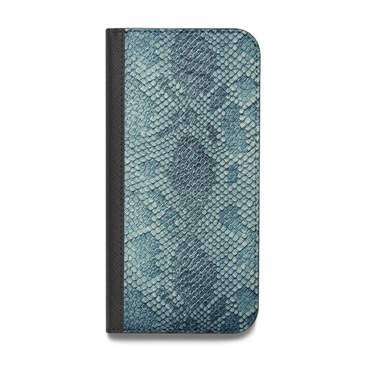 Teal Snakeskin Vegan Leather Flip iPhone Case