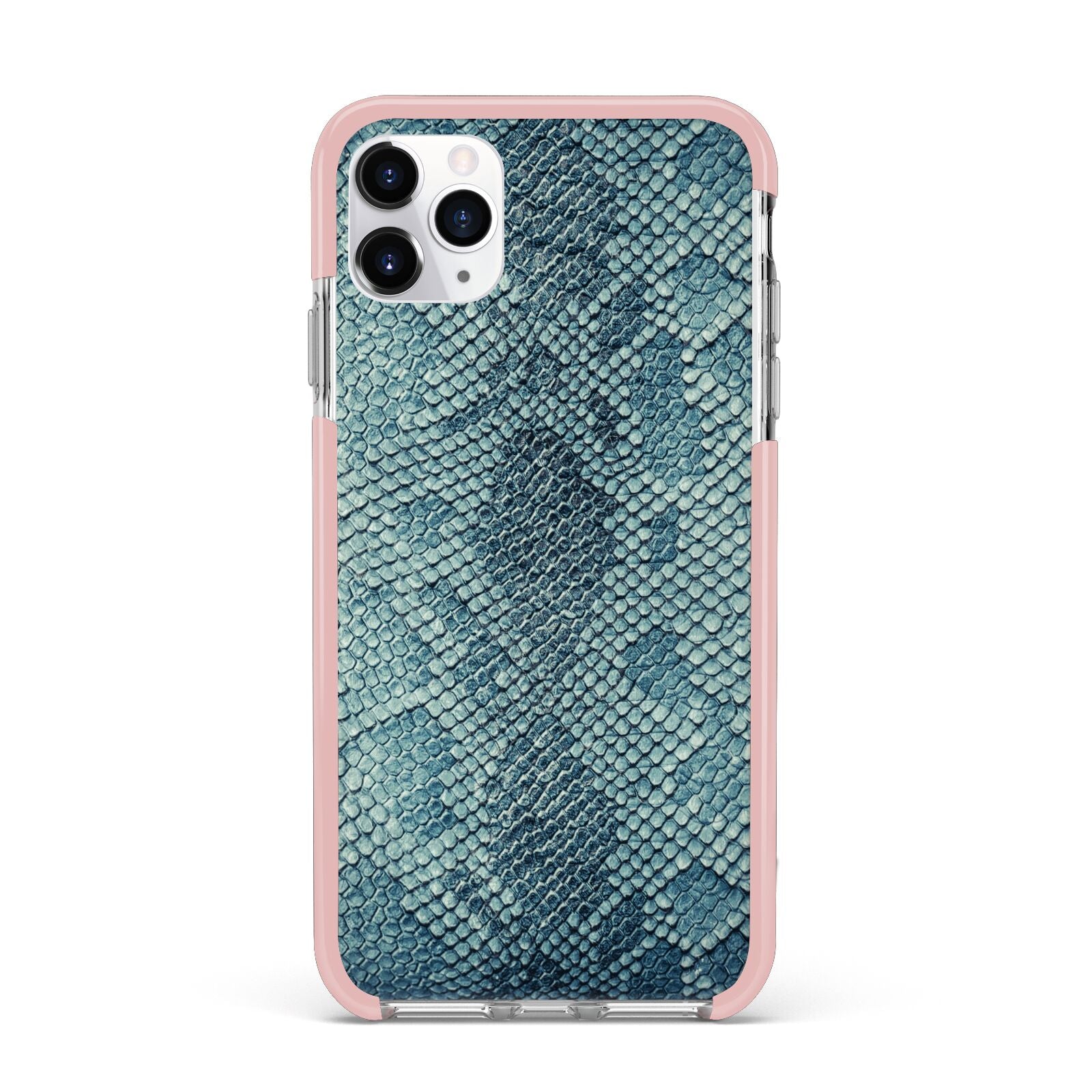 Teal Snakeskin iPhone 11 Pro Max Impact Pink Edge Case