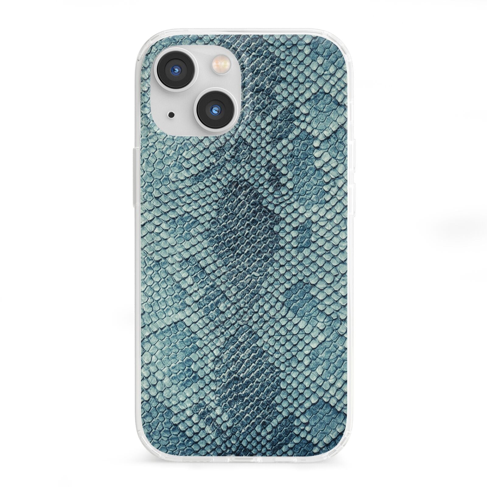 Teal Snakeskin iPhone 13 Mini Clear Bumper Case