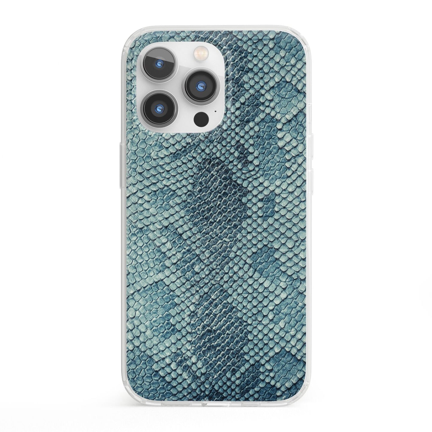 Teal Snakeskin iPhone 13 Pro Clear Bumper Case