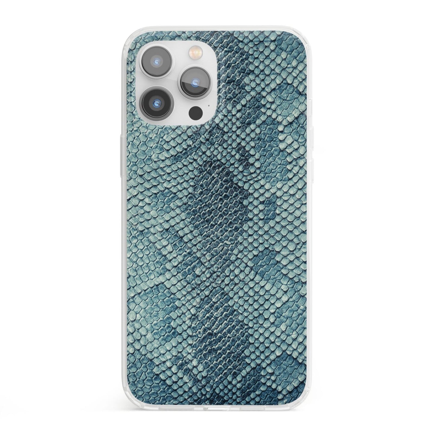 Teal Snakeskin iPhone 13 Pro Max Clear Bumper Case