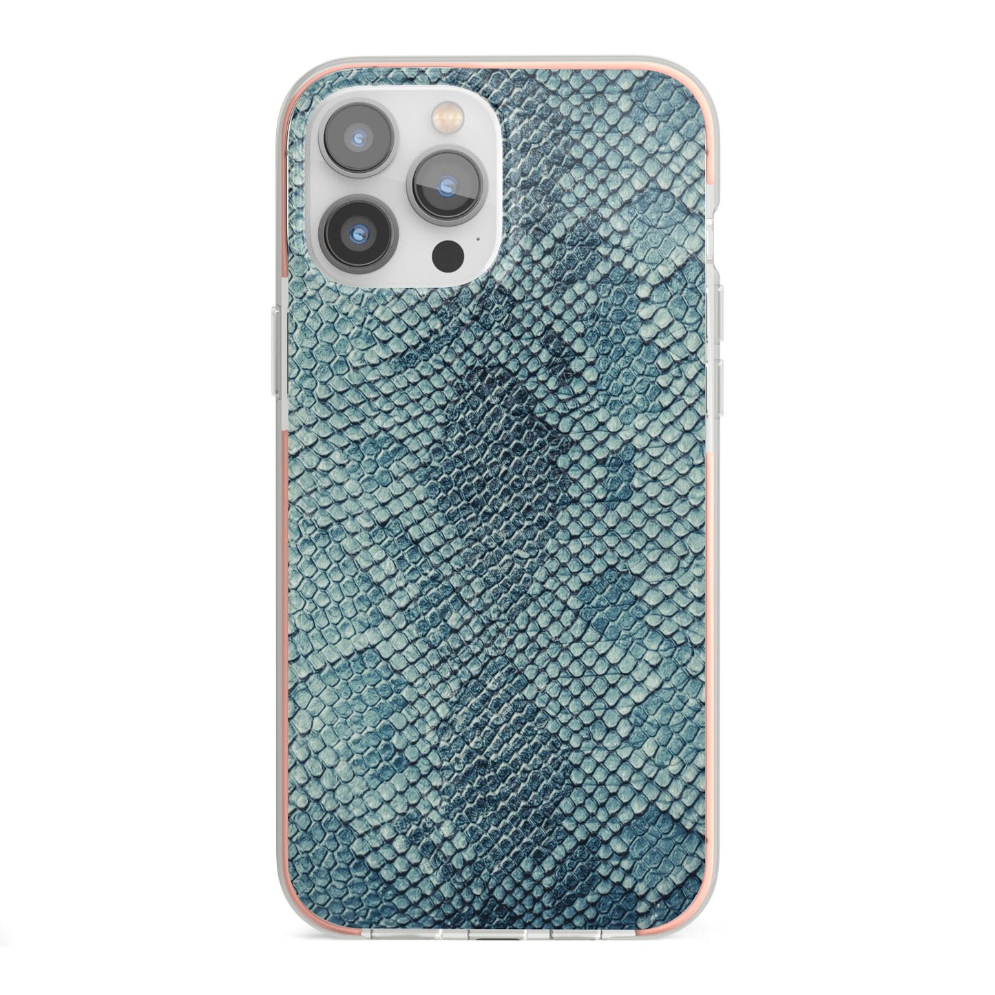 Teal Snakeskin iPhone 13 Pro Max TPU Impact Case with Pink Edges