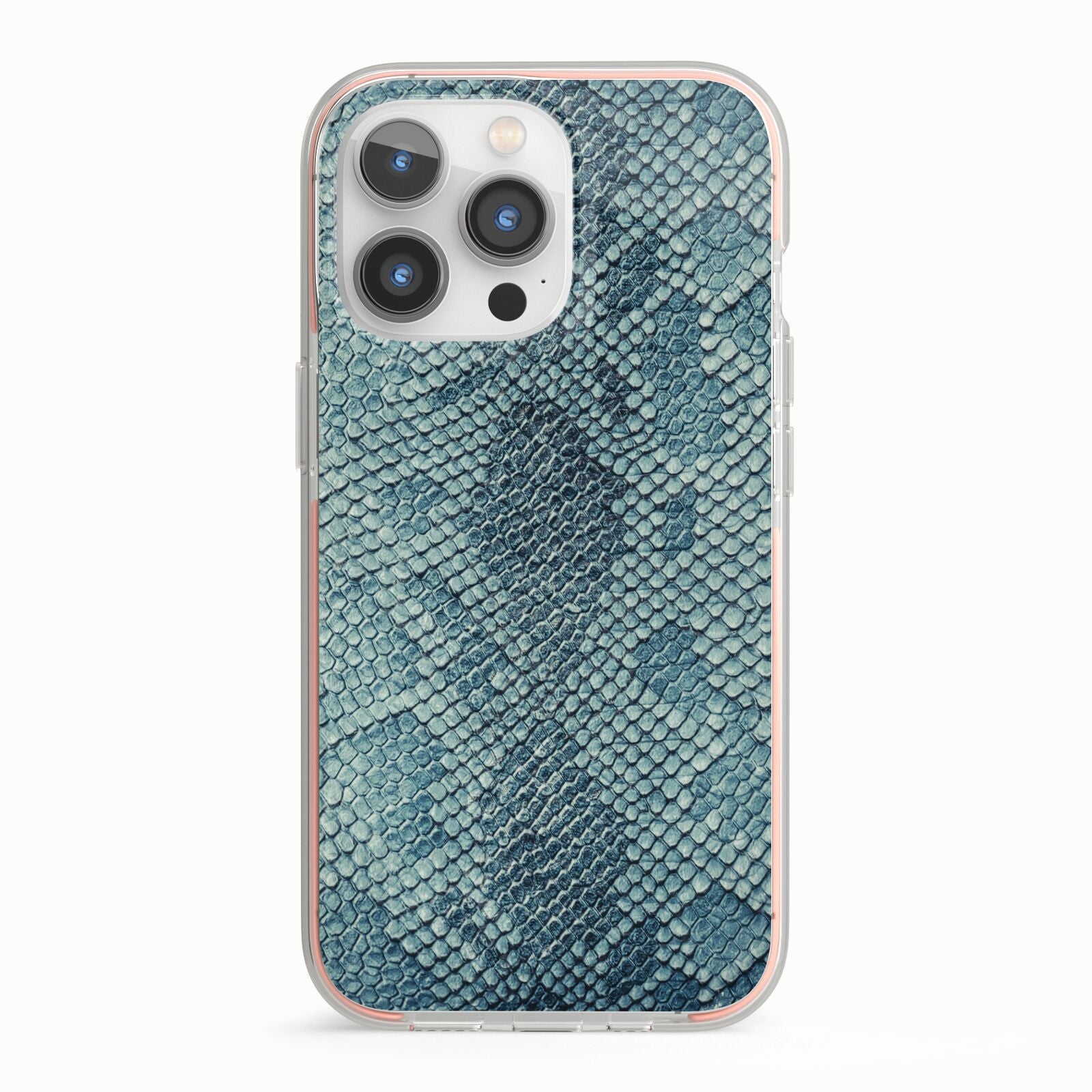 Teal Snakeskin iPhone 13 Pro TPU Impact Case with Pink Edges