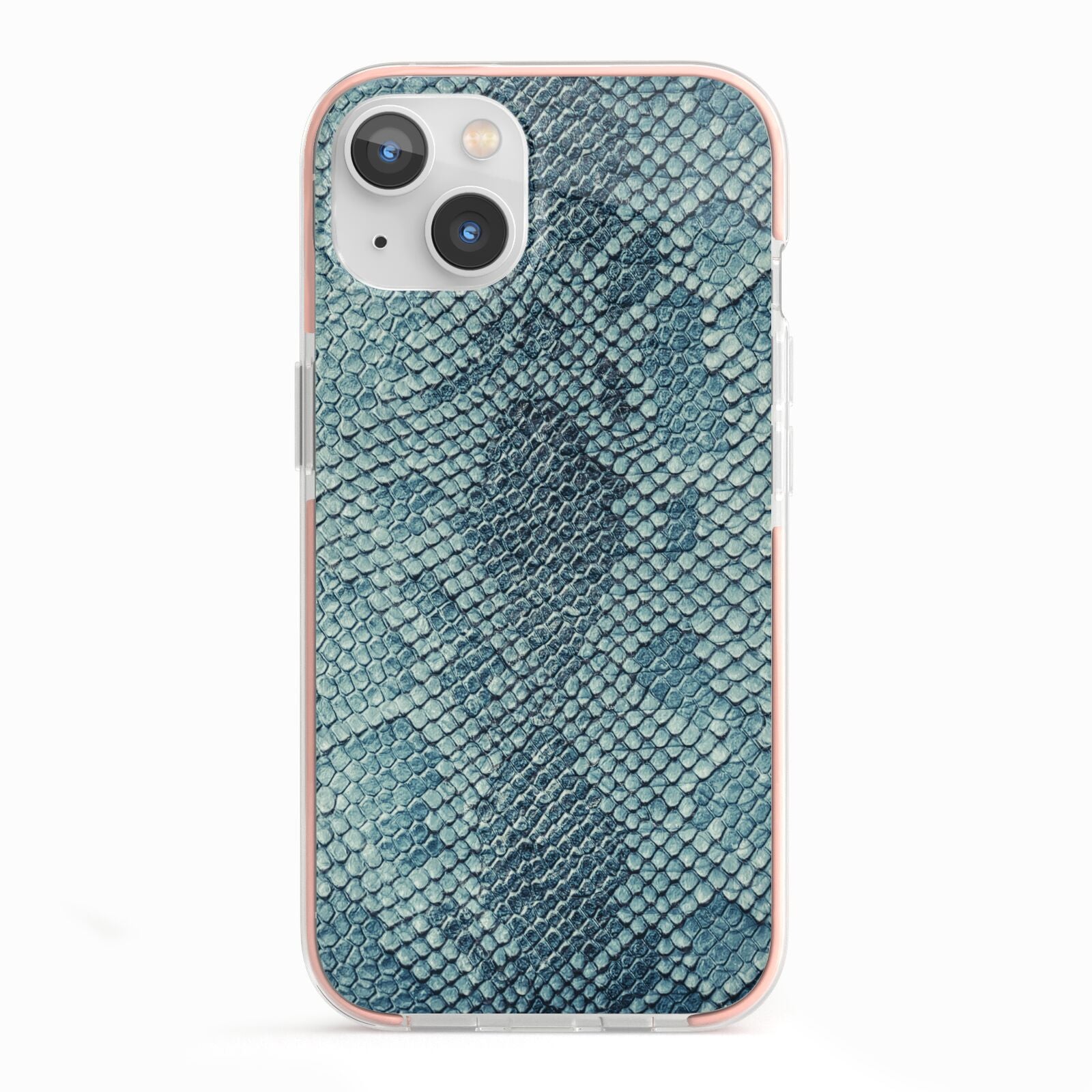 Teal Snakeskin iPhone 13 TPU Impact Case with Pink Edges