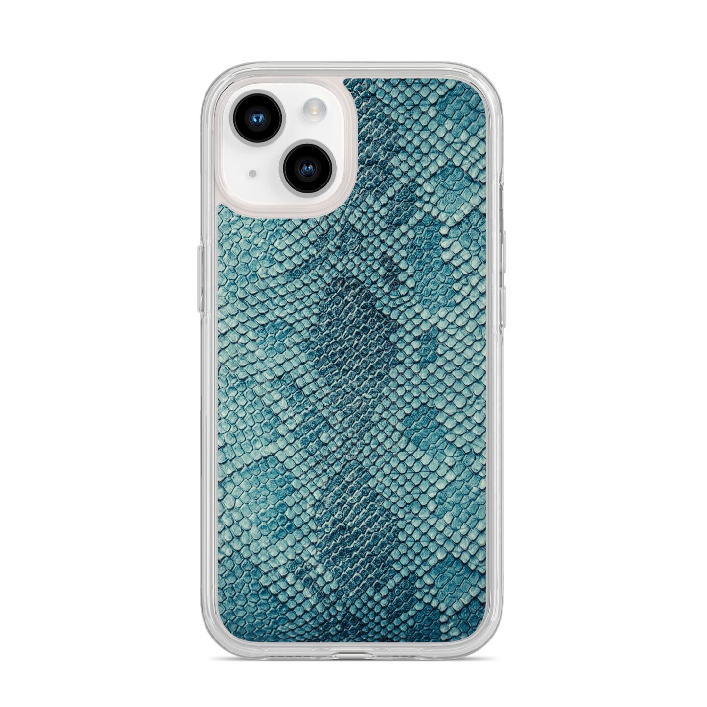 Teal Snakeskin iPhone 14 Clear Tough Case Starlight