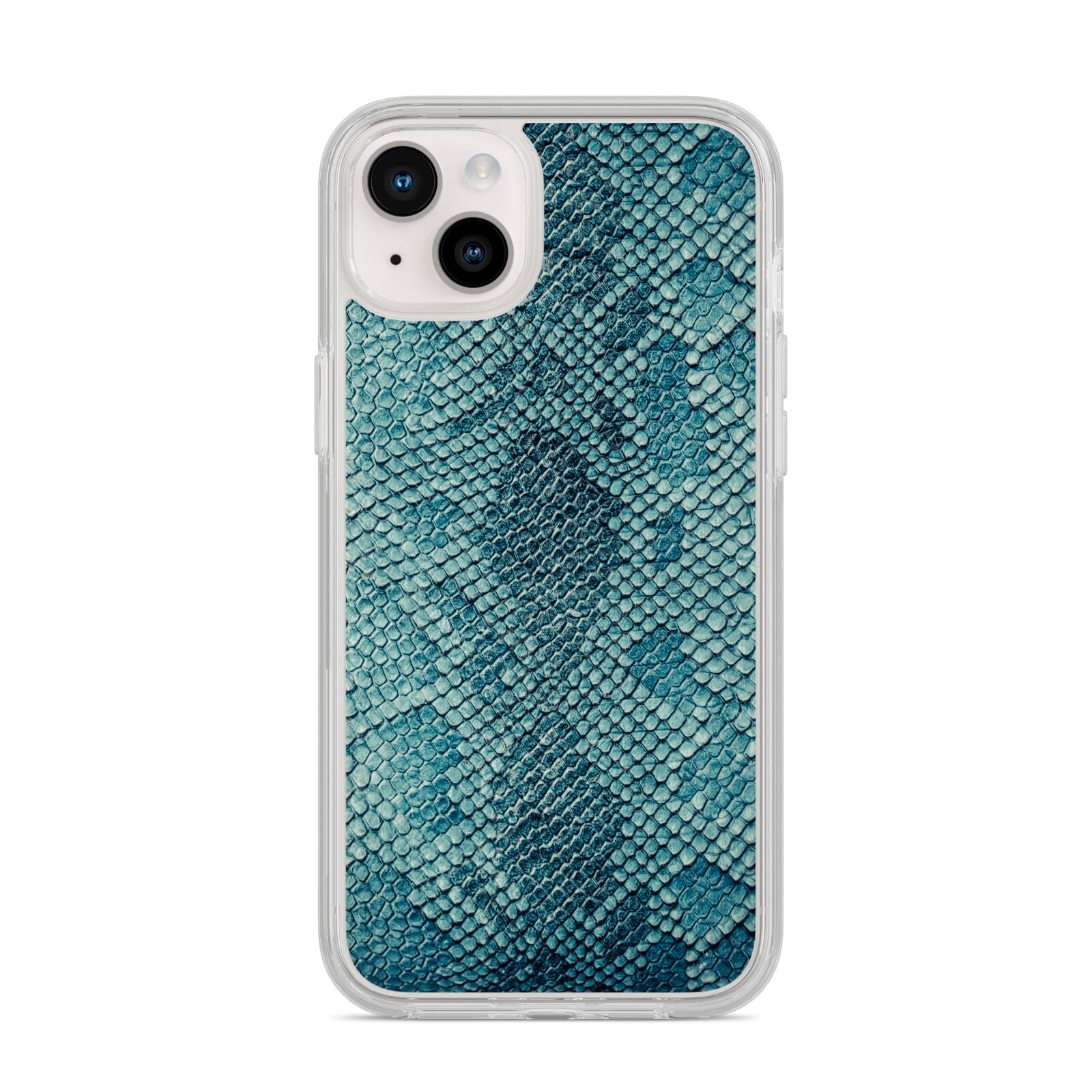 Teal Snakeskin iPhone 14 Plus Clear Tough Case Starlight