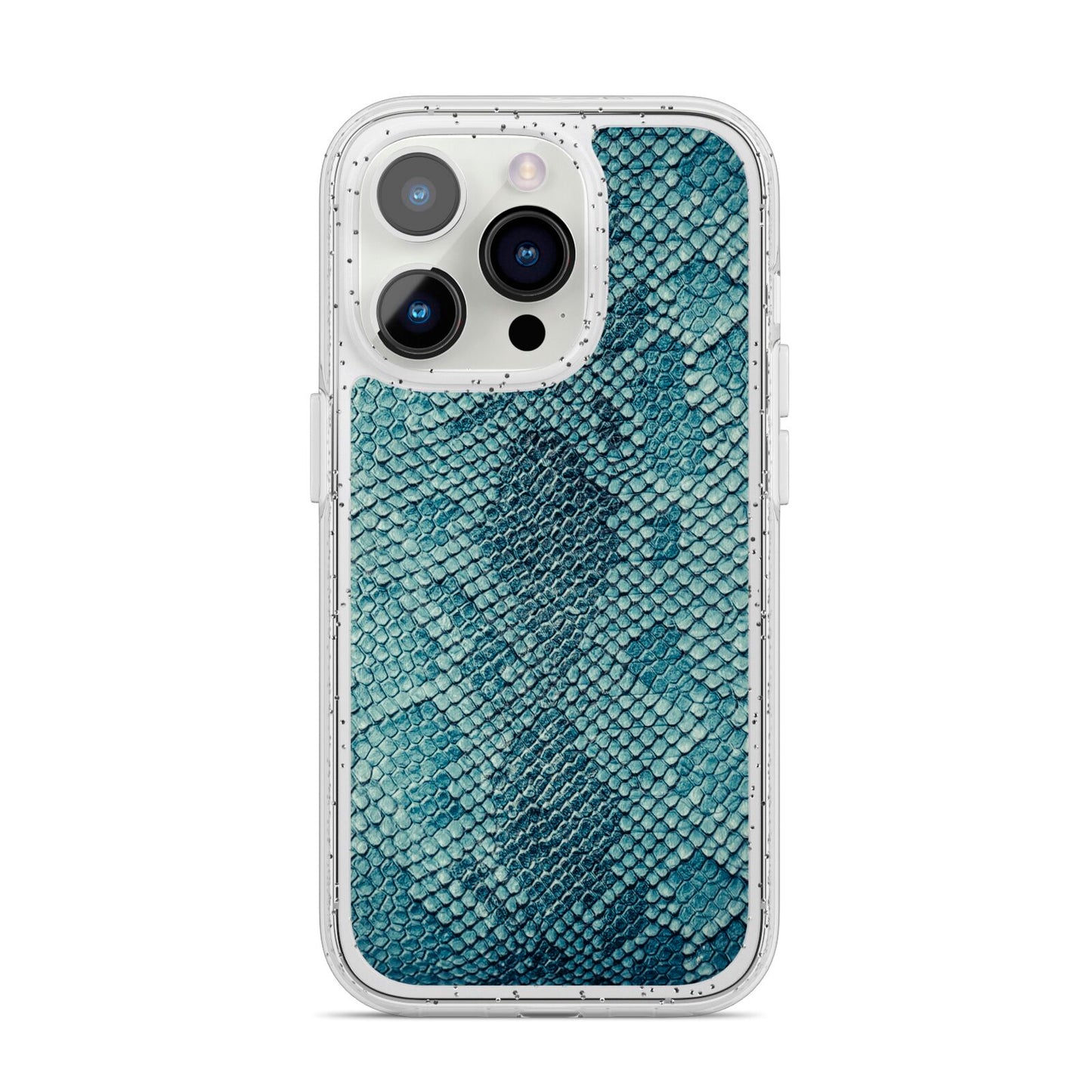 Teal Snakeskin iPhone 14 Pro Glitter Tough Case Silver