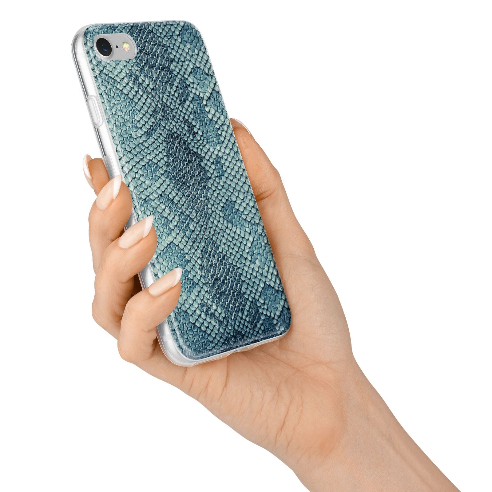 Teal Snakeskin iPhone 7 Bumper Case on Silver iPhone Alternative Image