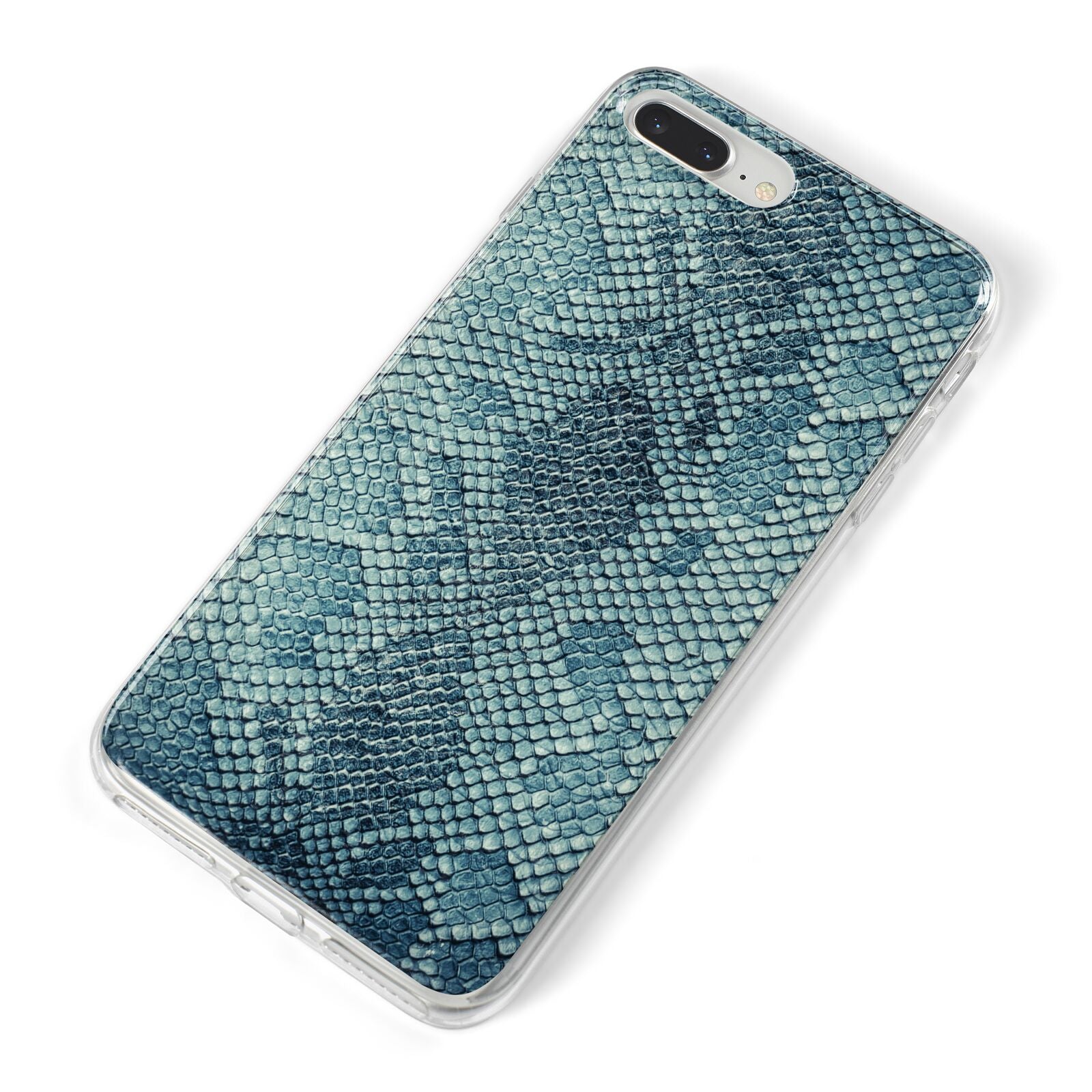 Teal Snakeskin iPhone 8 Plus Bumper Case on Silver iPhone Alternative Image