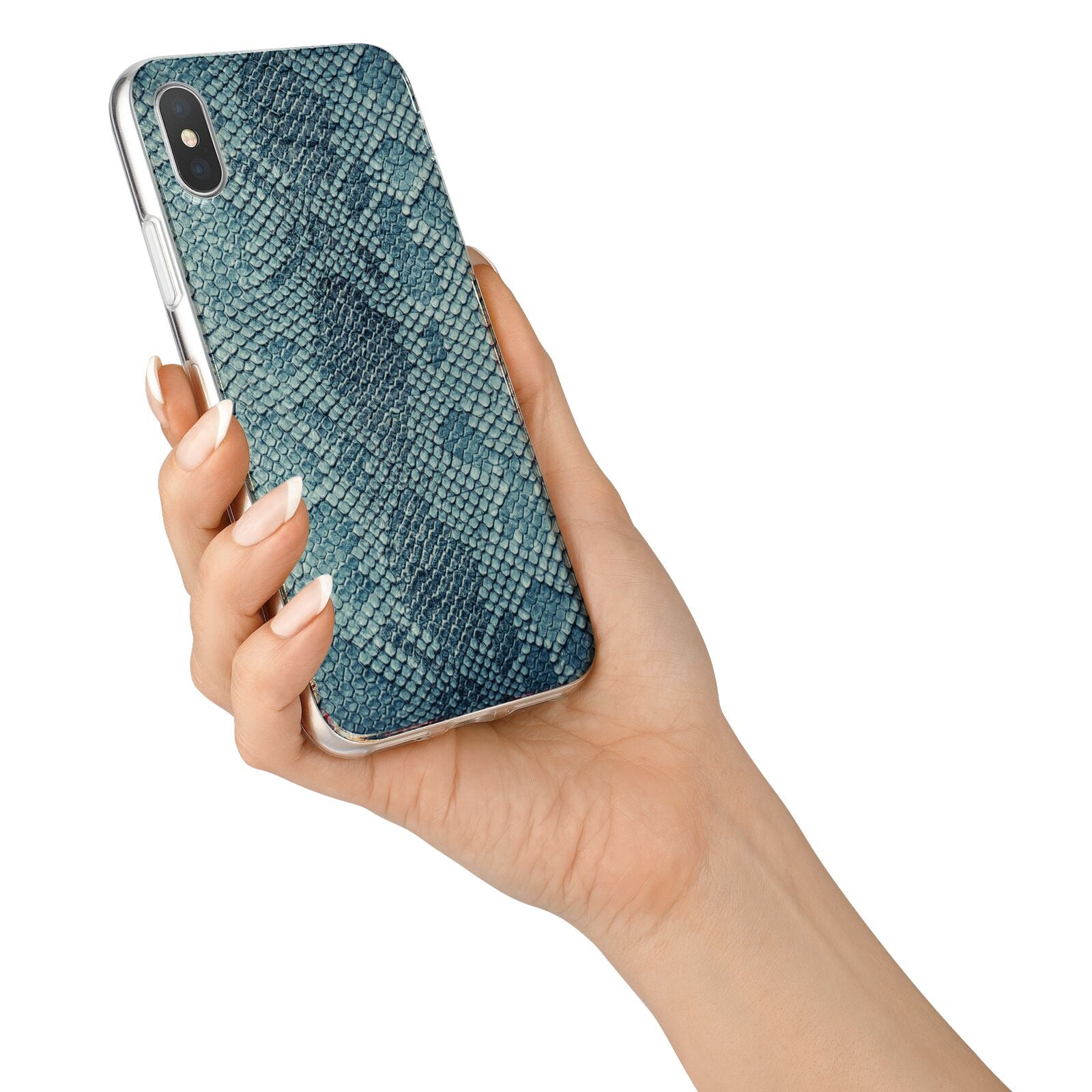 Teal Snakeskin iPhone X Bumper Case on Silver iPhone Alternative Image 2