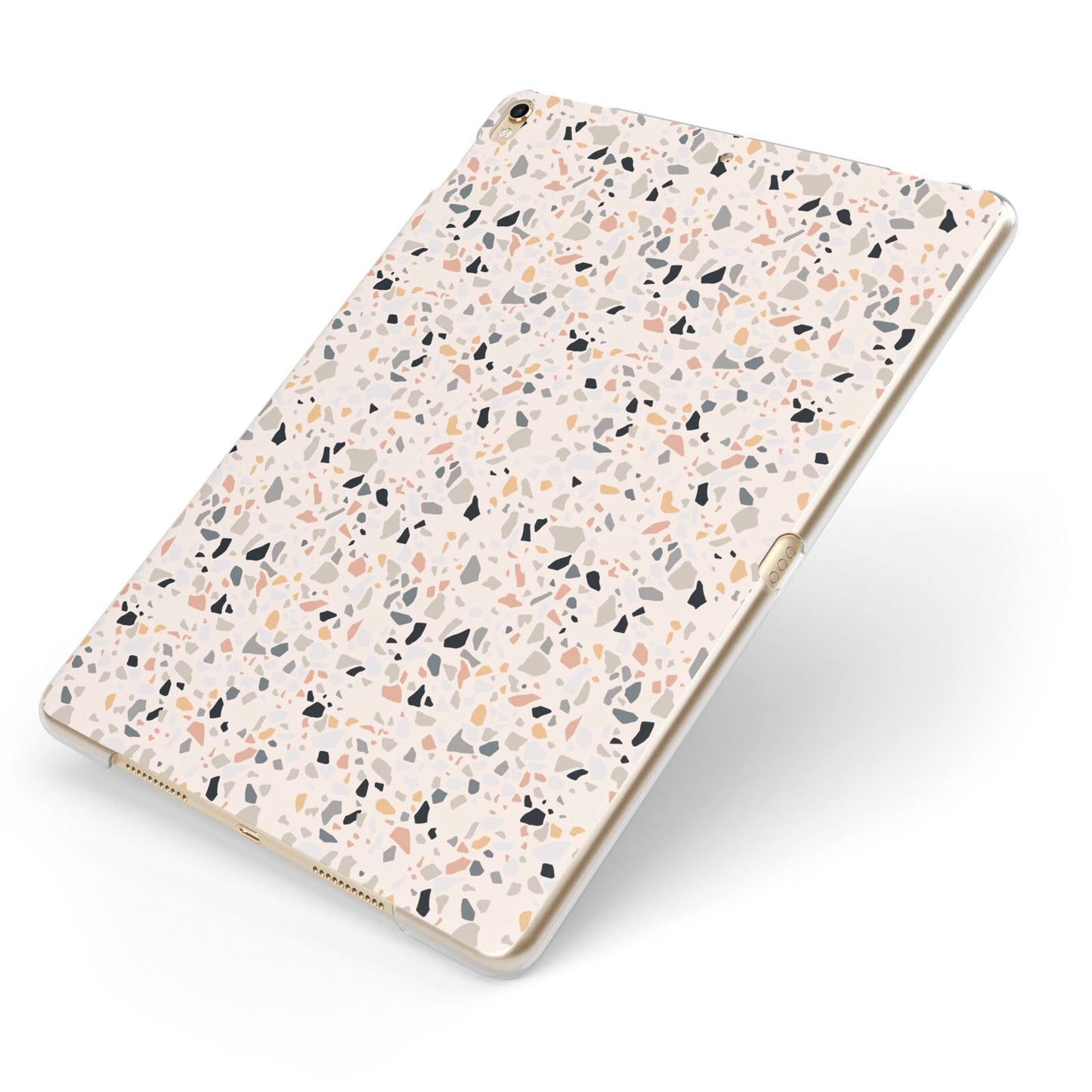 Terrazzo Stone Apple iPad Case on Gold iPad Side View