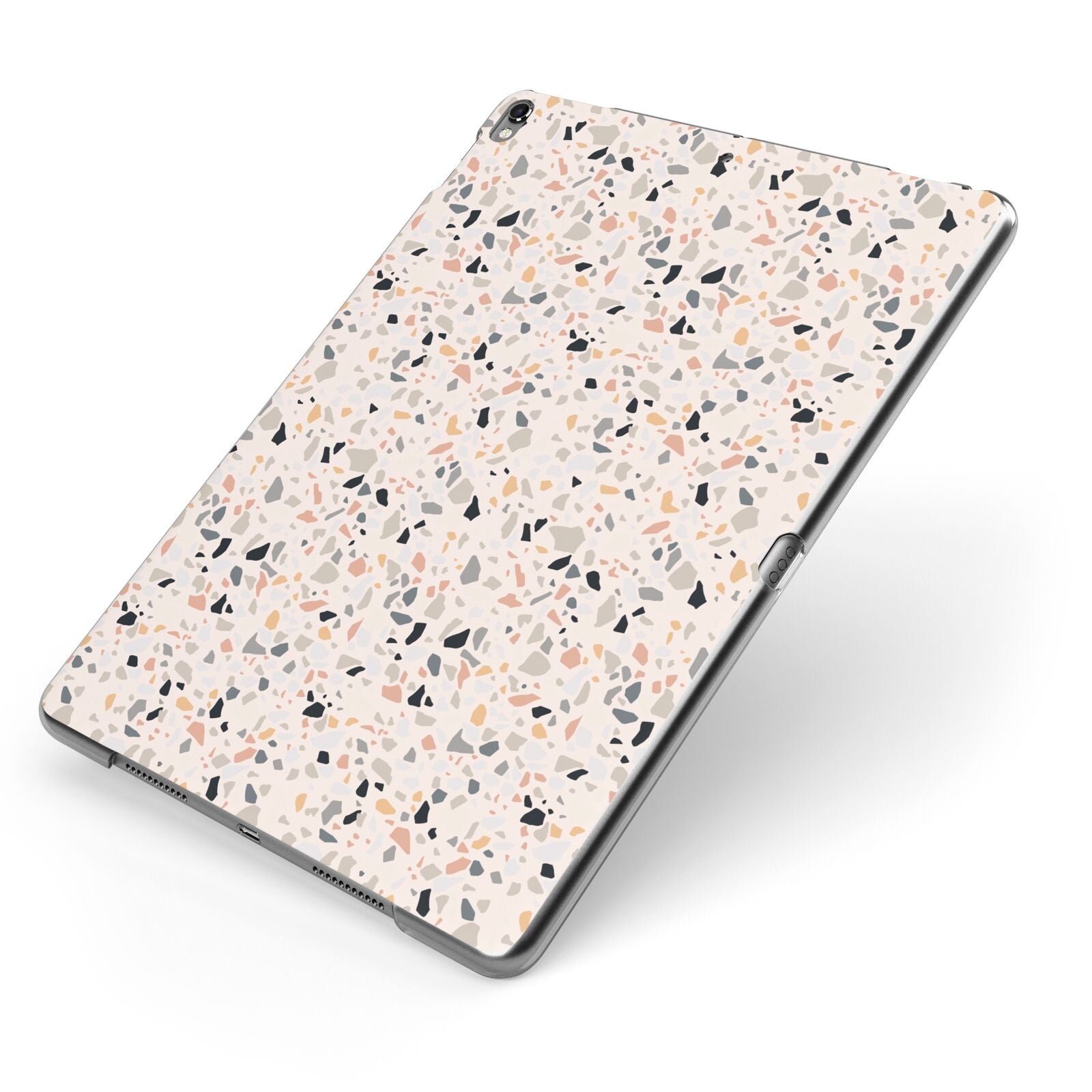 Terrazzo Stone Apple iPad Case on Grey iPad Side View