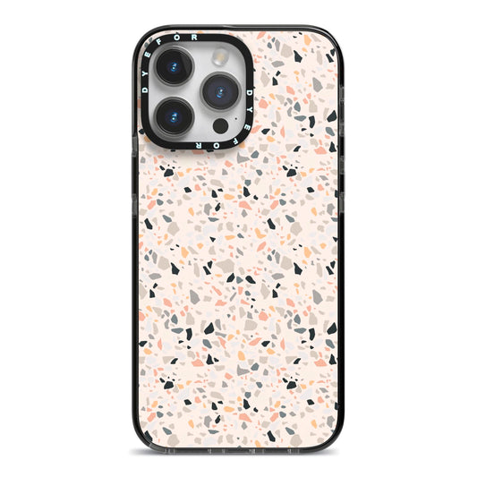 Terrazzo Stone iPhone 14 Pro Max Black Impact Case on Silver phone