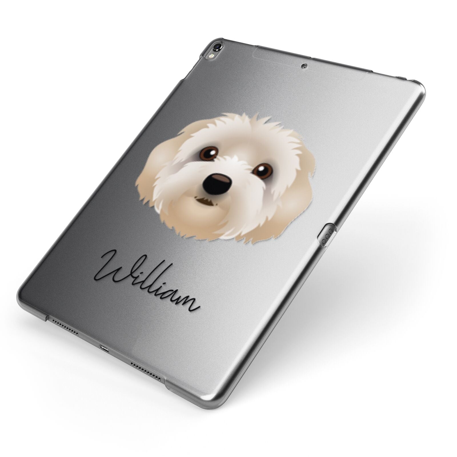 Terri Poo Personalised Apple iPad Case on Grey iPad Side View