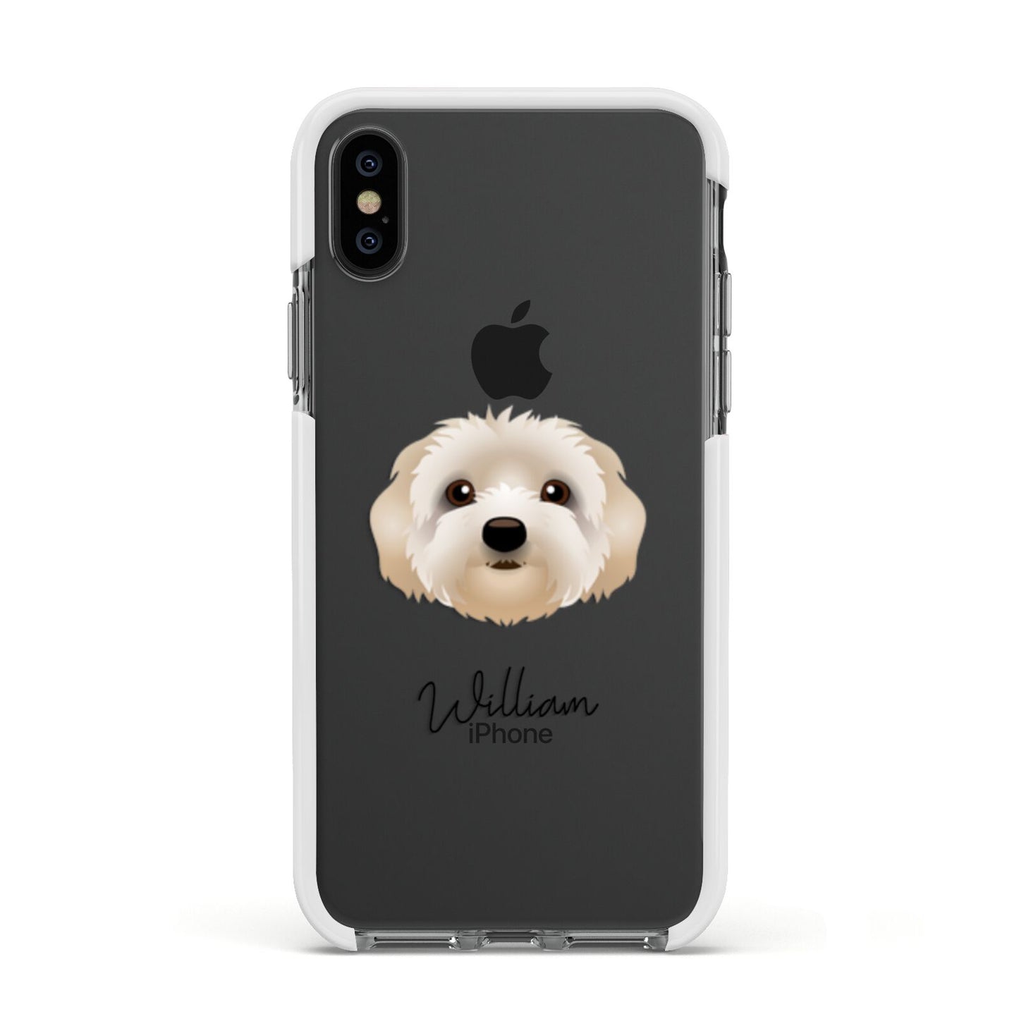 Terri Poo Personalised Apple iPhone Xs Impact Case White Edge on Black Phone