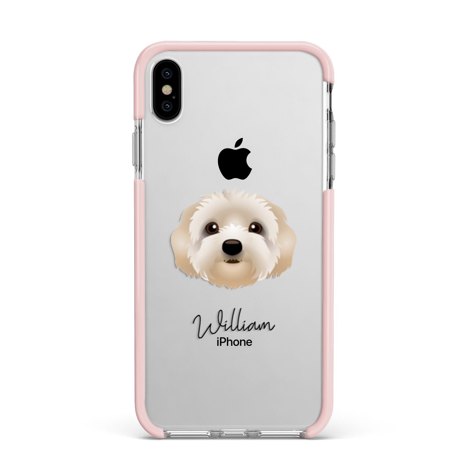 Terri Poo Personalised Apple iPhone Xs Max Impact Case Pink Edge on Silver Phone