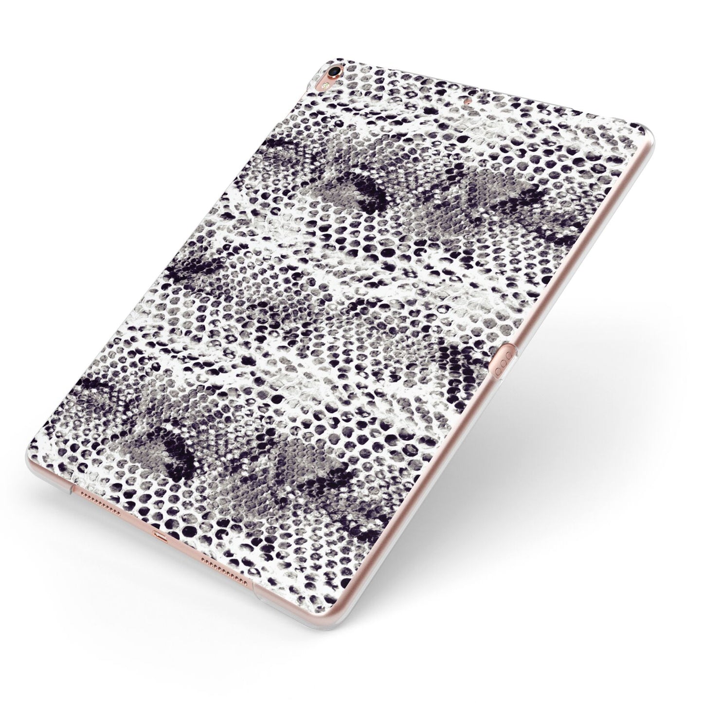 Textured Snakeskin Apple iPad Case on Rose Gold iPad Side View