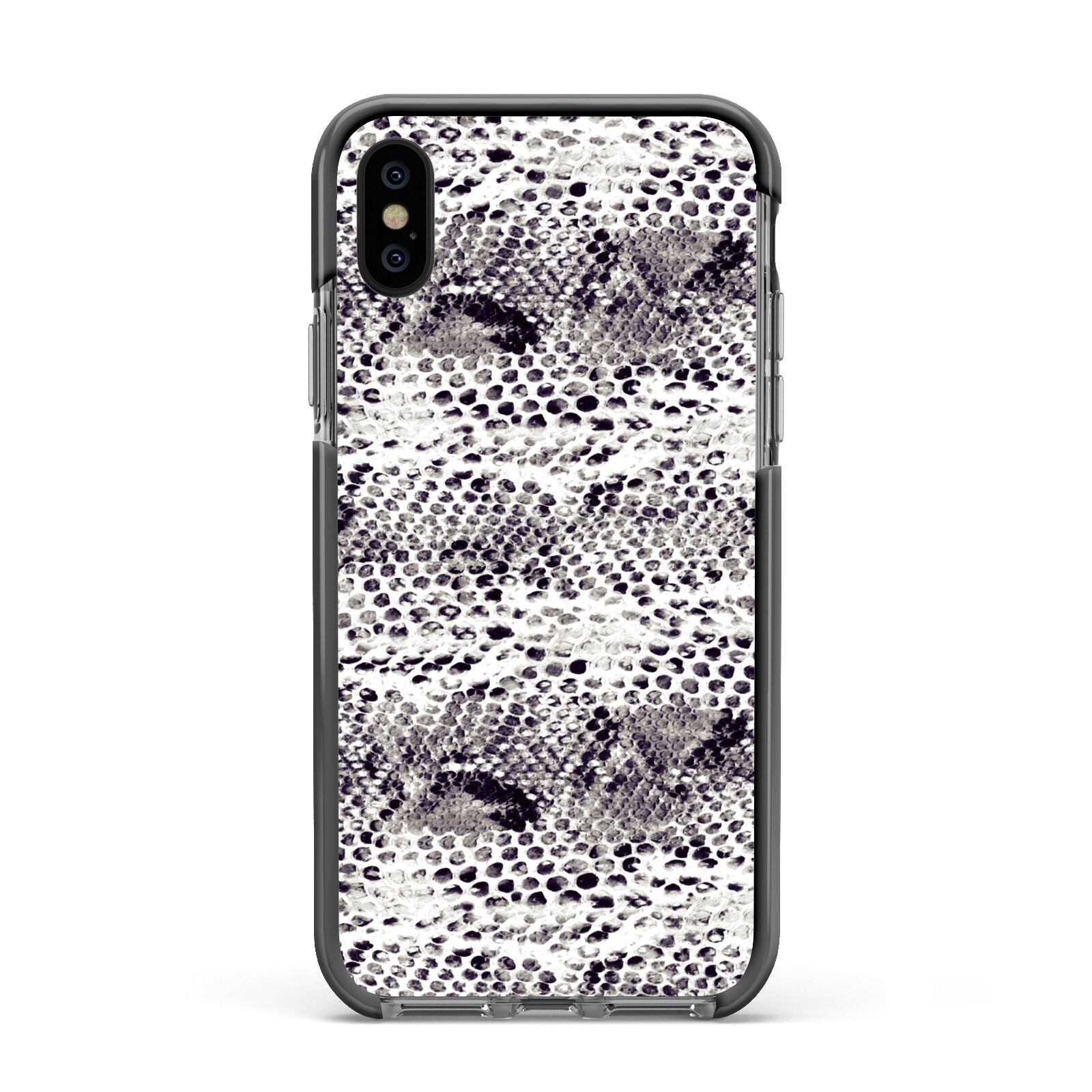 Textured Snakeskin Apple iPhone Xs Impact Case Black Edge on Black Phone