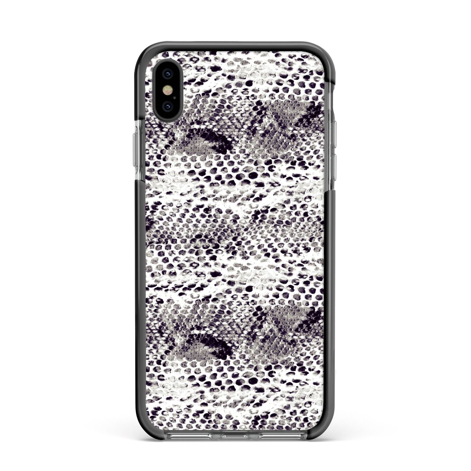 Textured Snakeskin Apple iPhone Xs Max Impact Case Black Edge on Black Phone