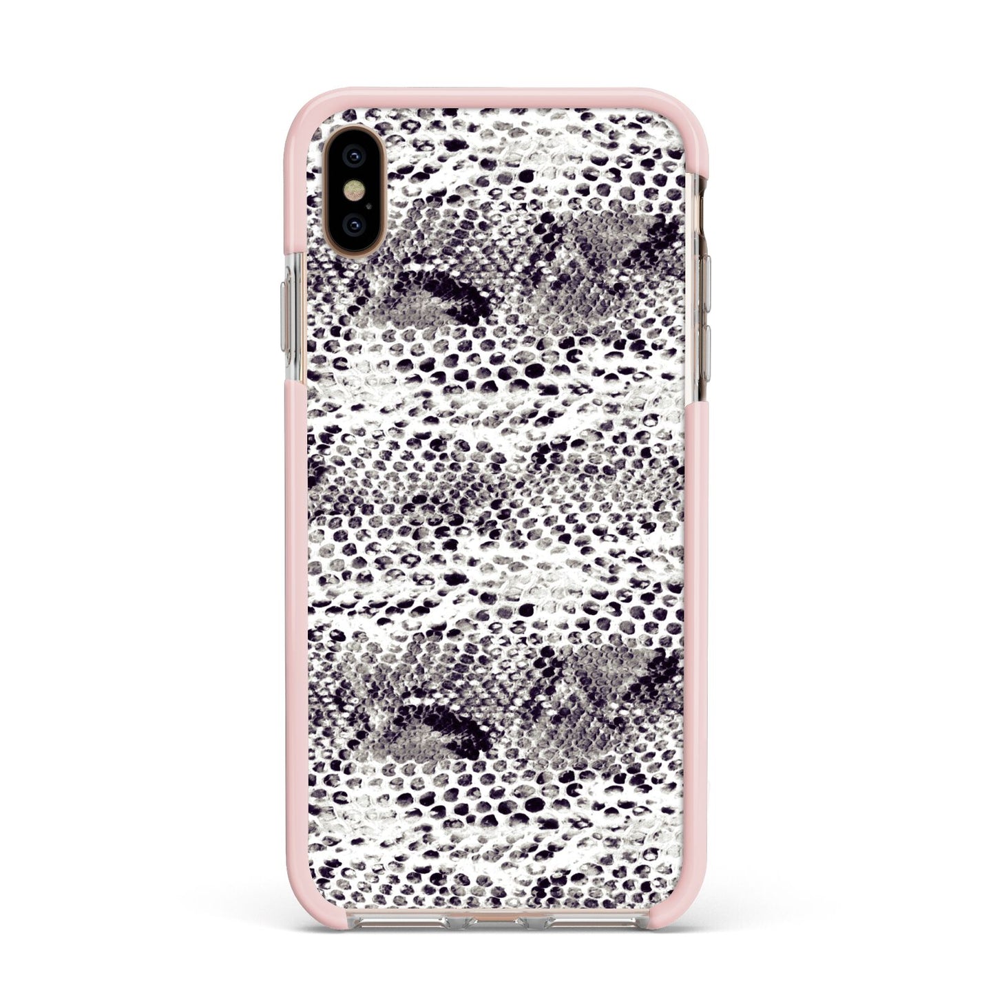 Textured Snakeskin Apple iPhone Xs Max Impact Case Pink Edge on Gold Phone