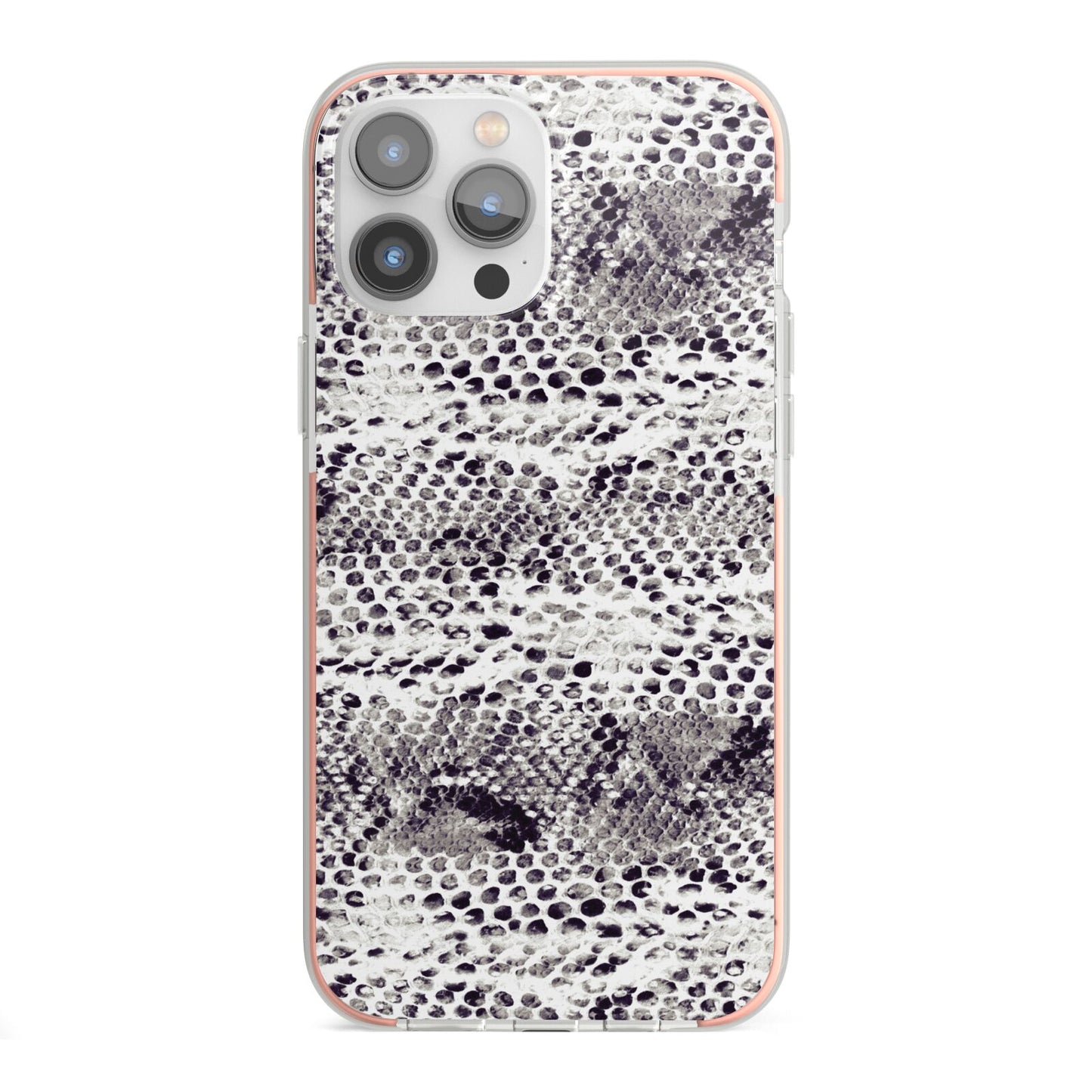 Textured Snakeskin iPhone 13 Pro Max TPU Impact Case with Pink Edges