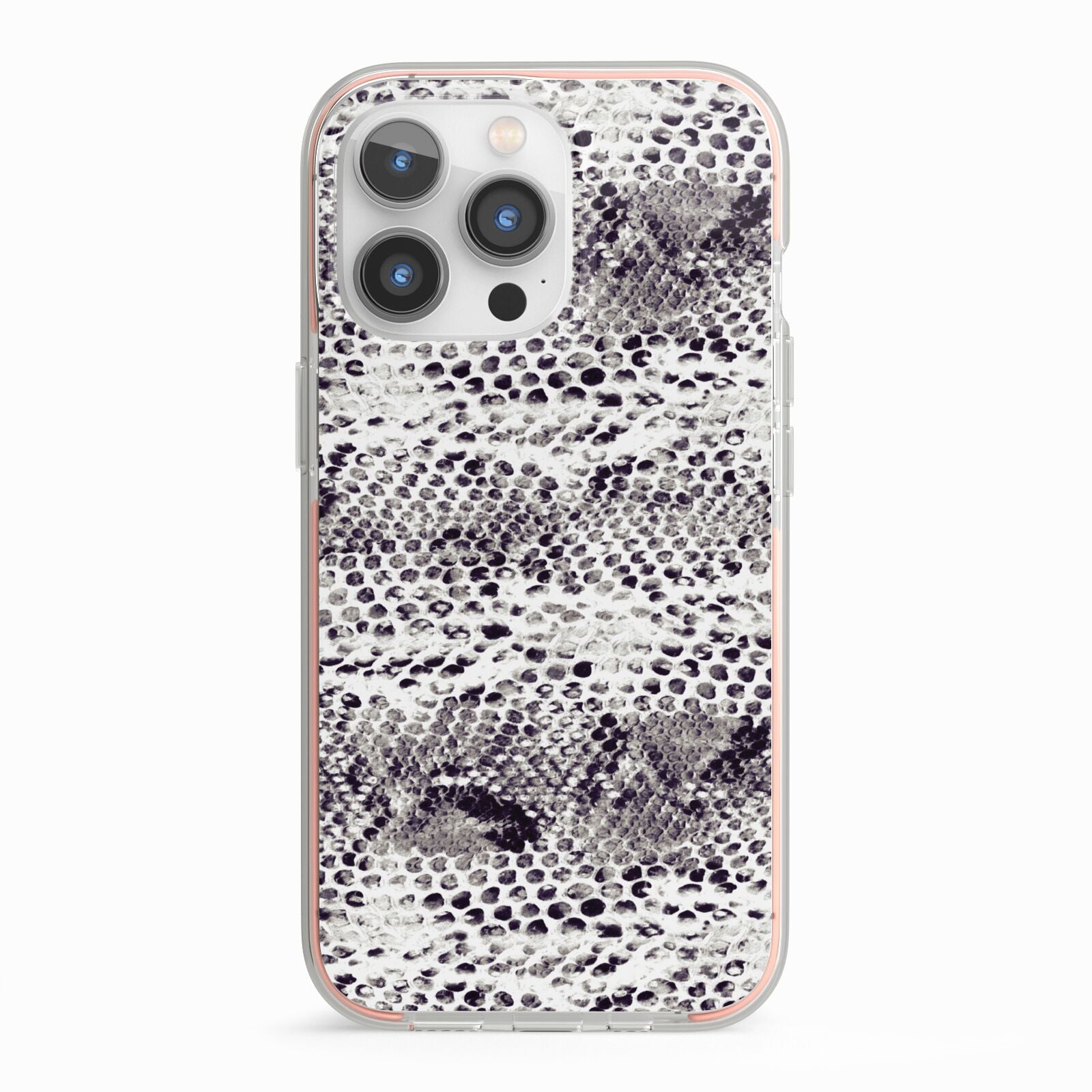 Textured Snakeskin iPhone 13 Pro TPU Impact Case with Pink Edges