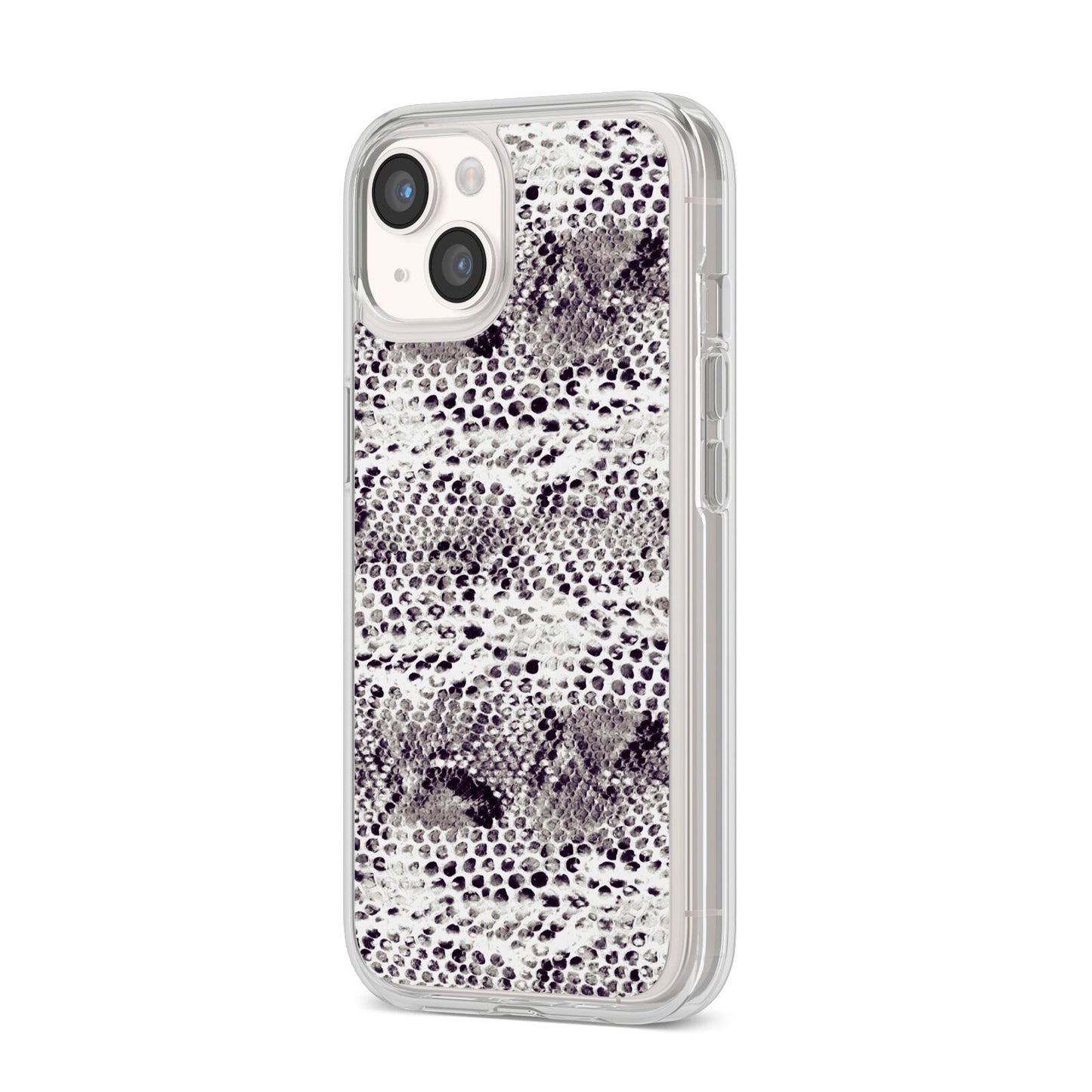 Textured Snakeskin iPhone 14 Clear Tough Case Starlight Angled Image