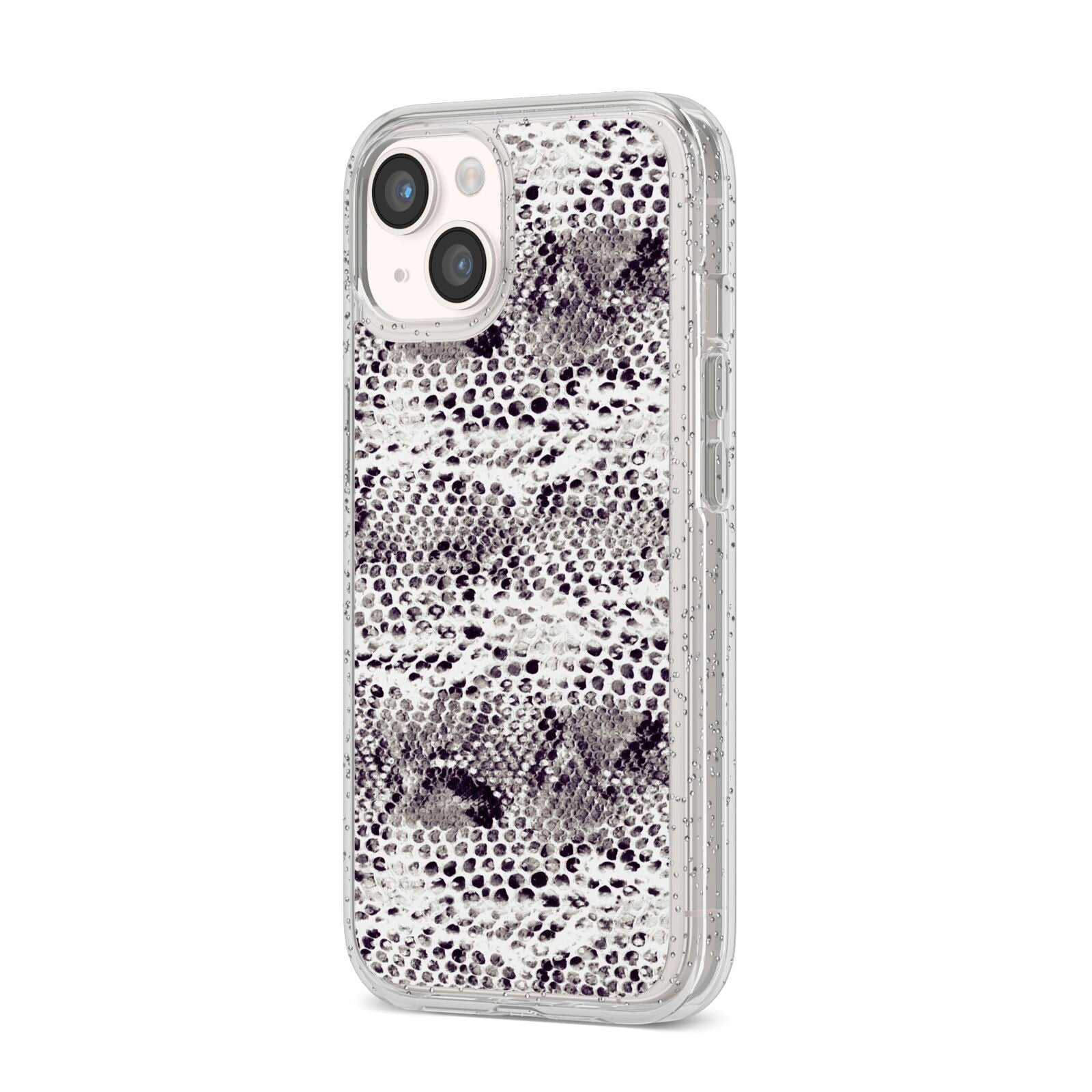 Textured Snakeskin iPhone 14 Glitter Tough Case Starlight Angled Image