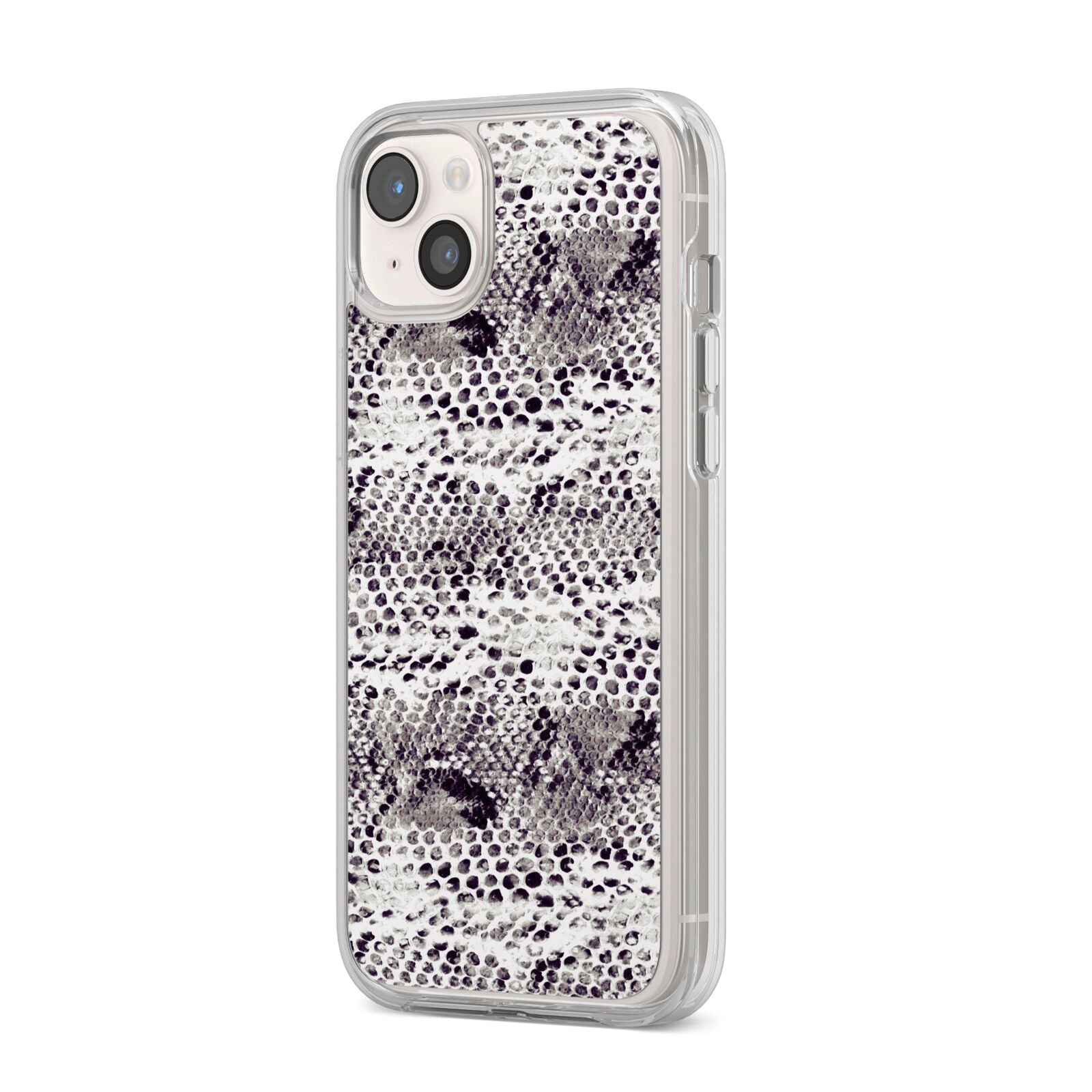 Textured Snakeskin iPhone 14 Plus Clear Tough Case Starlight Angled Image