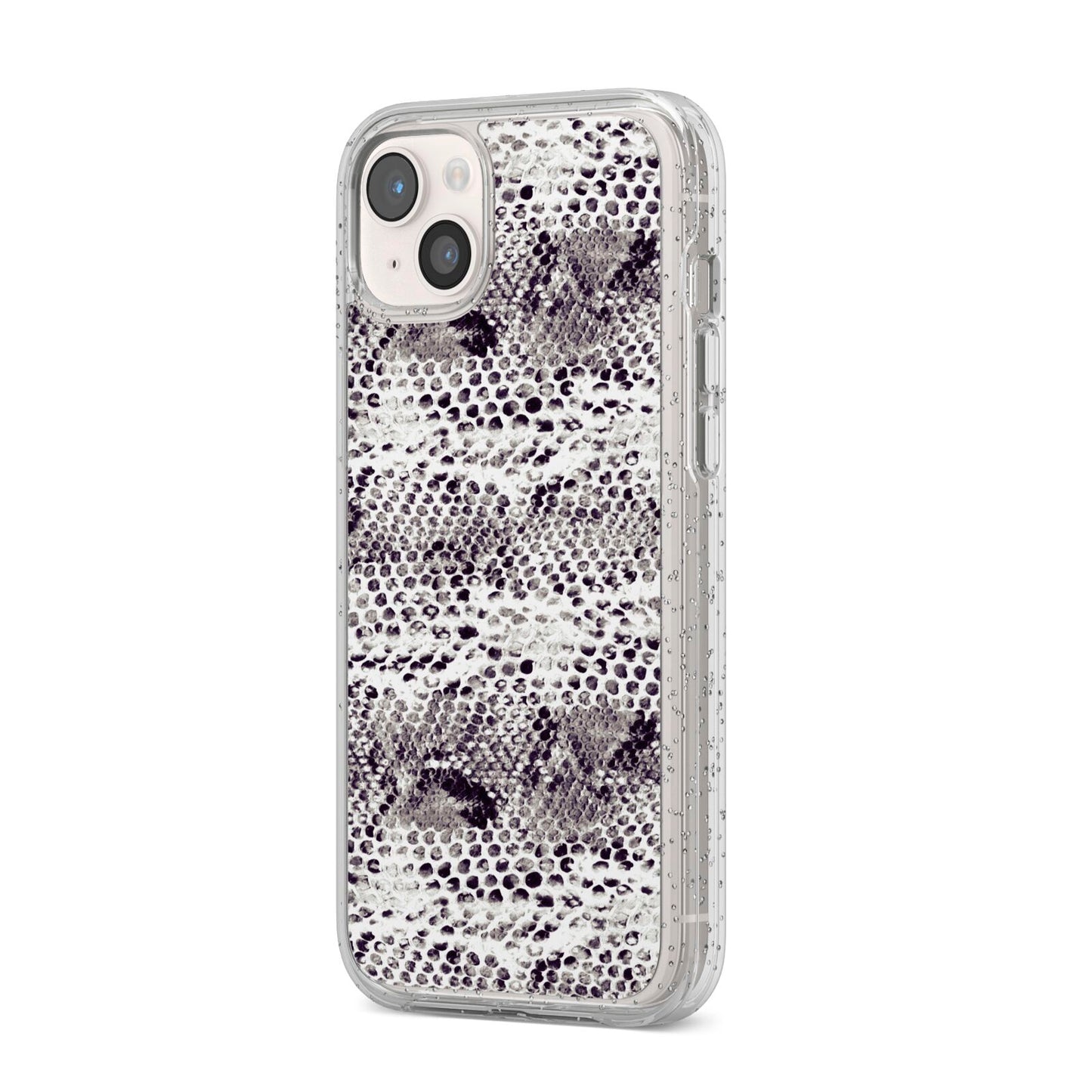 Textured Snakeskin iPhone 14 Plus Glitter Tough Case Starlight Angled Image