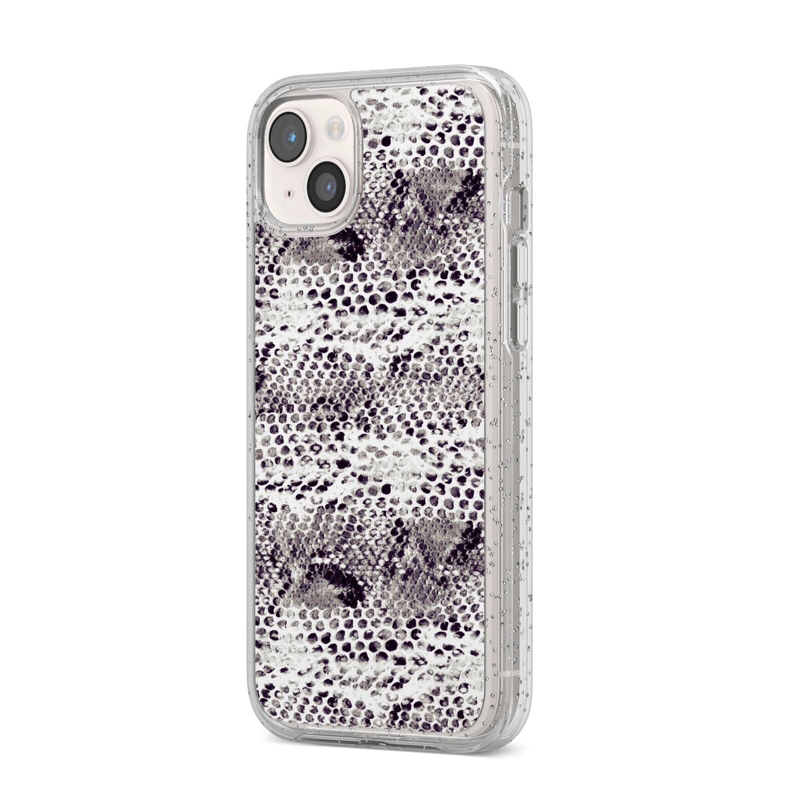 Textured Snakeskin iPhone 14 Plus Glitter Tough Case Starlight Angled Image