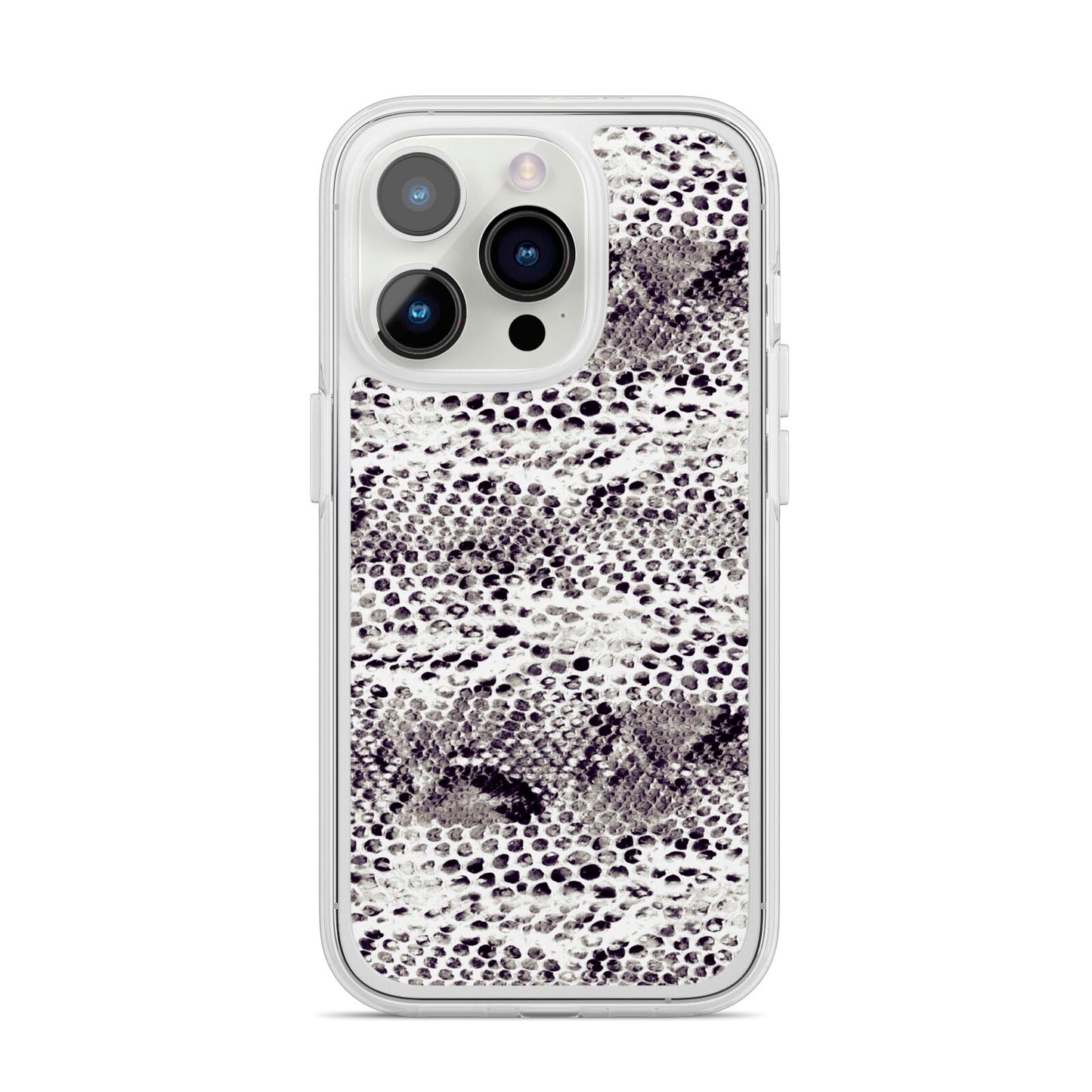 Textured Snakeskin iPhone 14 Pro Clear Tough Case Silver