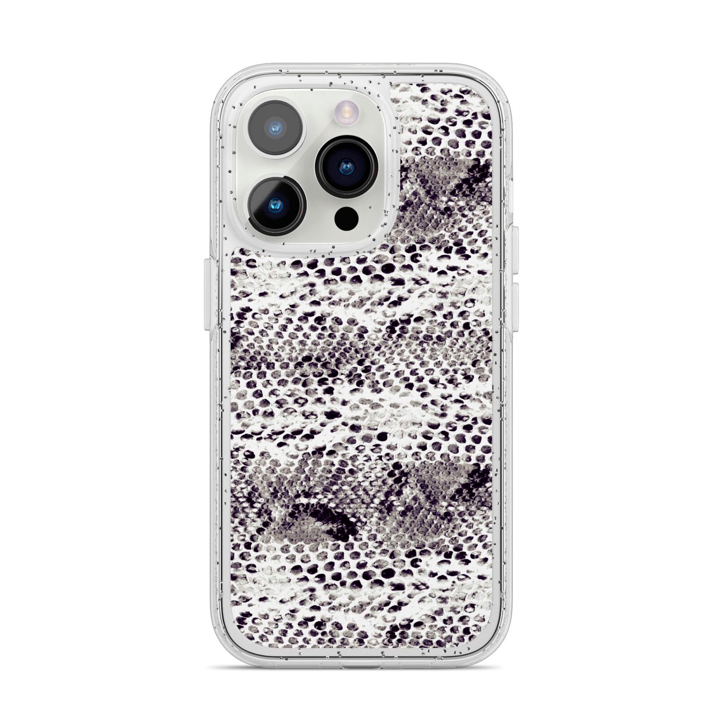 Textured Snakeskin iPhone 14 Pro Glitter Tough Case Silver