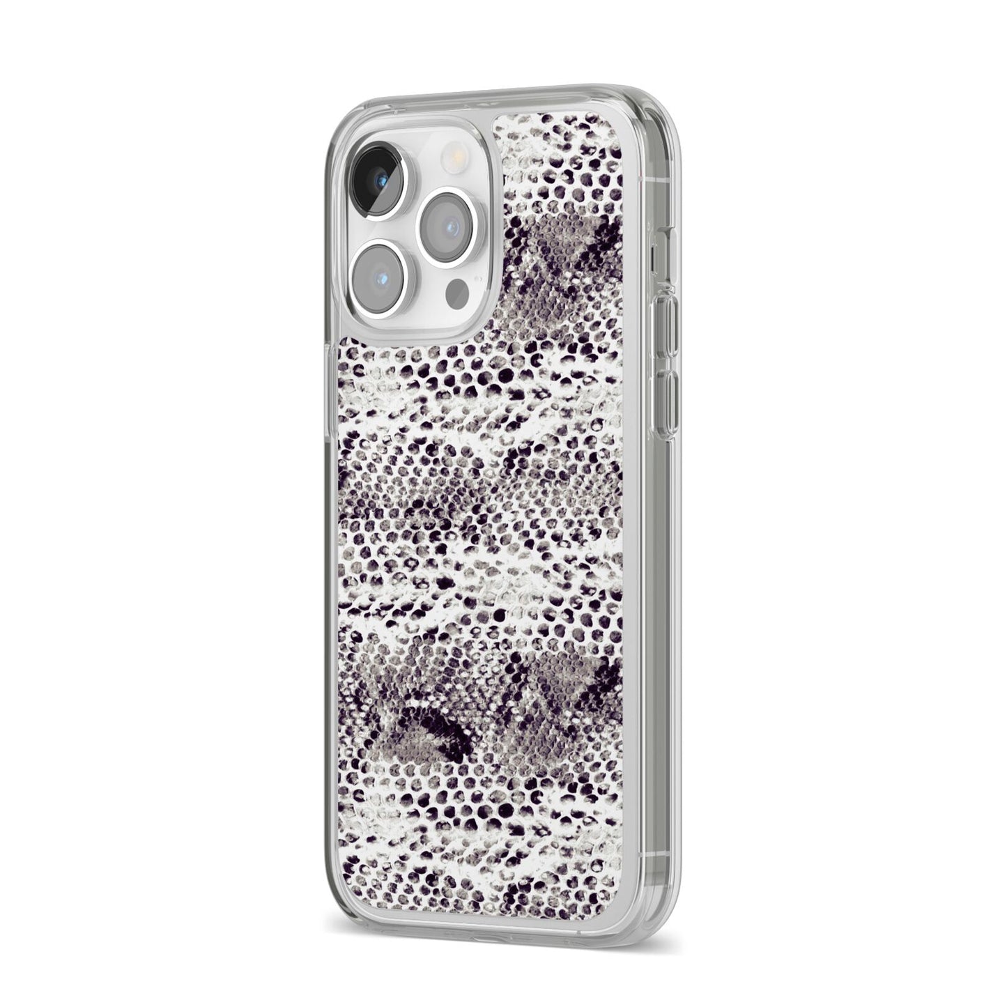 Textured Snakeskin iPhone 14 Pro Max Clear Tough Case Silver Angled Image