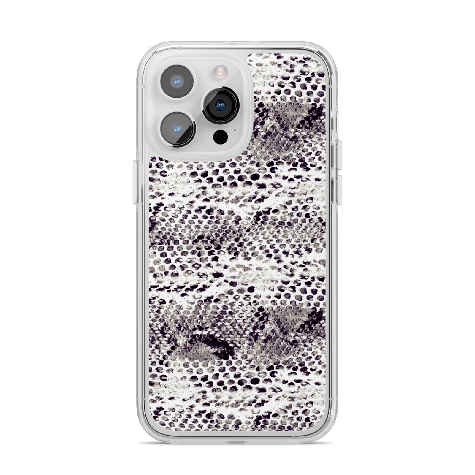 Textured Snakeskin iPhone 14 Pro Max Clear Tough Case Silver