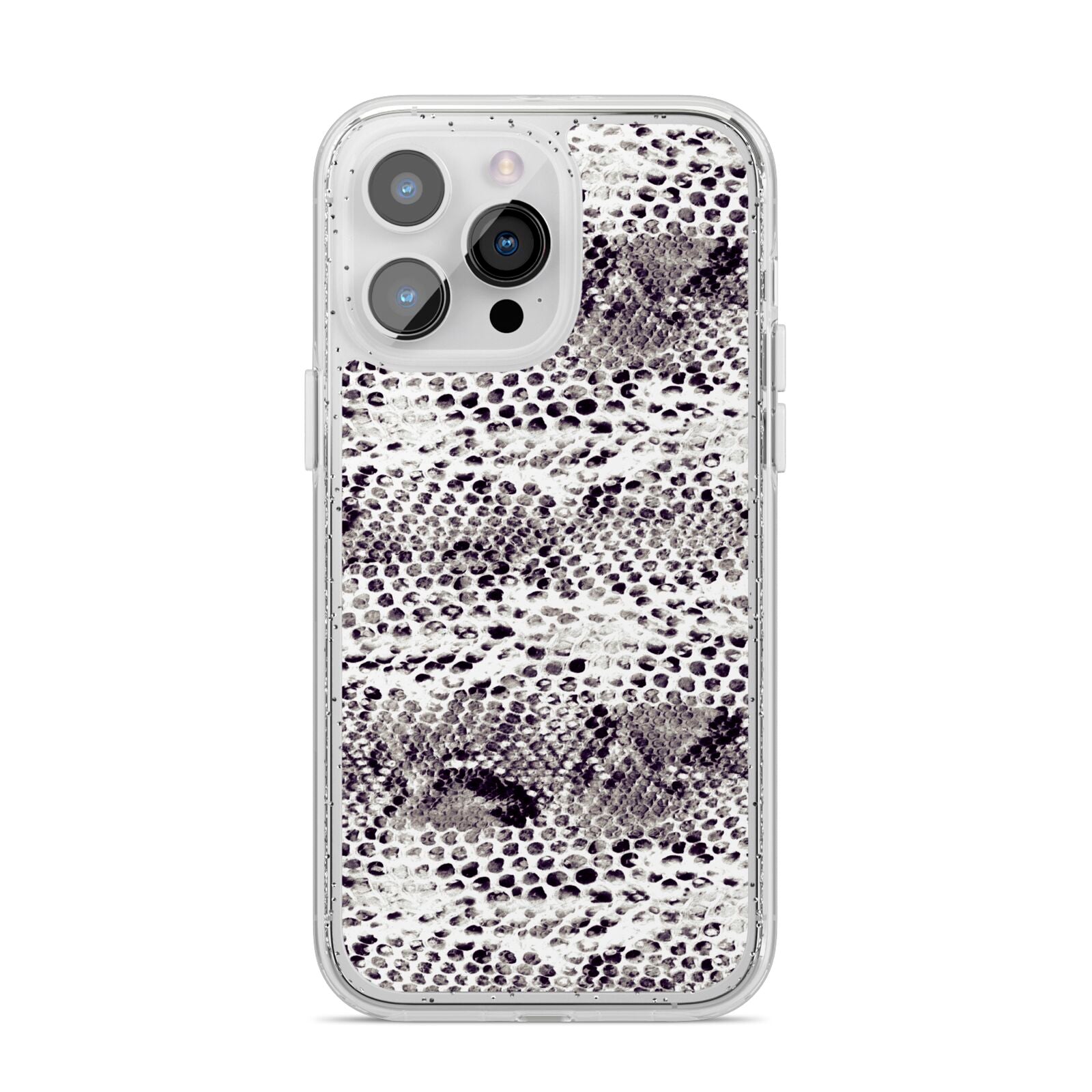 Textured Snakeskin iPhone 14 Pro Max Glitter Tough Case Silver