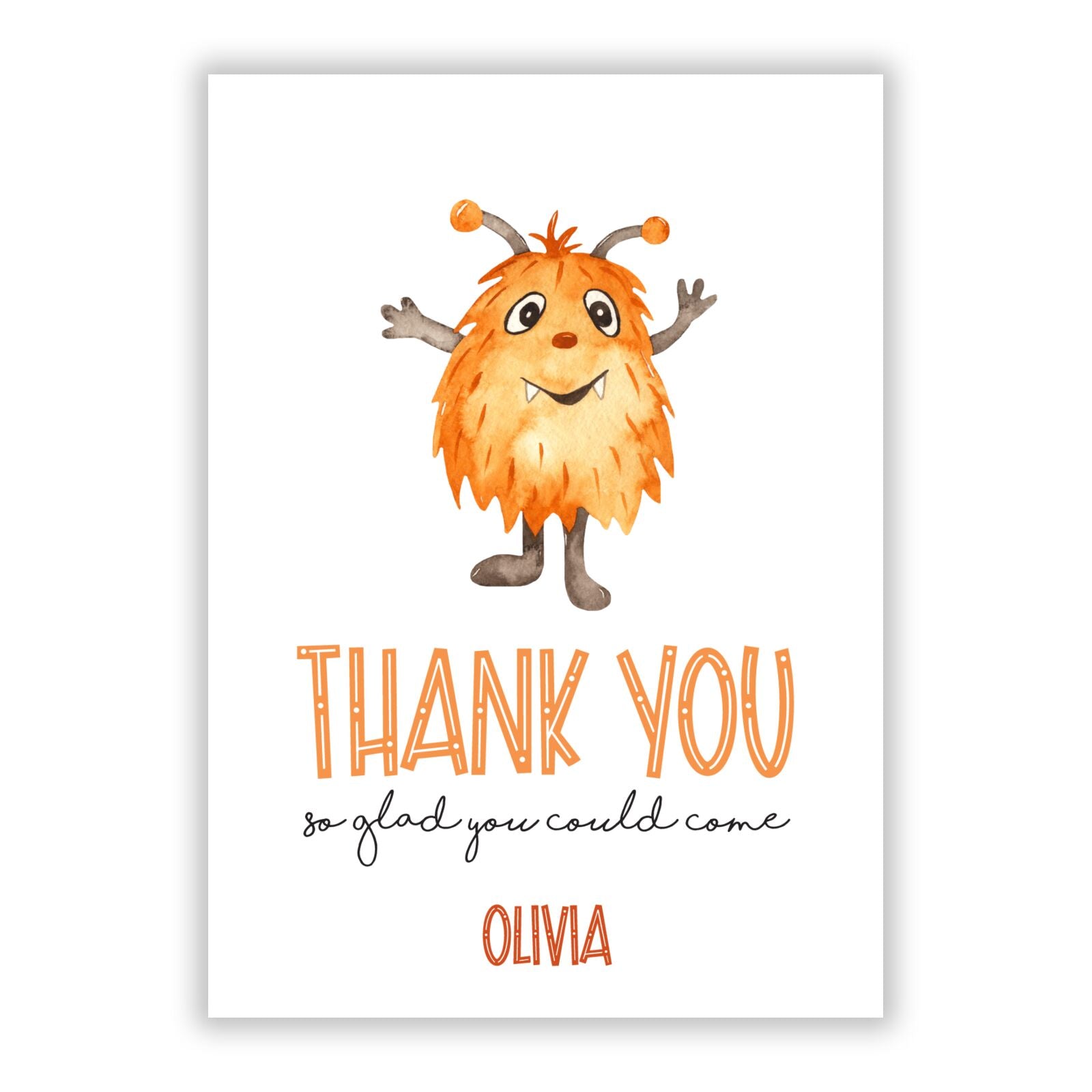 Thank You Halloween Hairy Monster A5 Flat Greetings Card