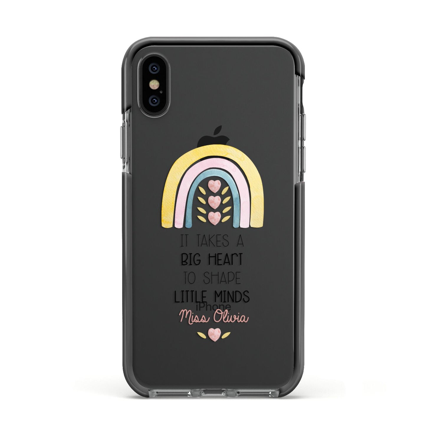 Thank You Teacher Apple iPhone Xs Impact Case Black Edge on Black Phone