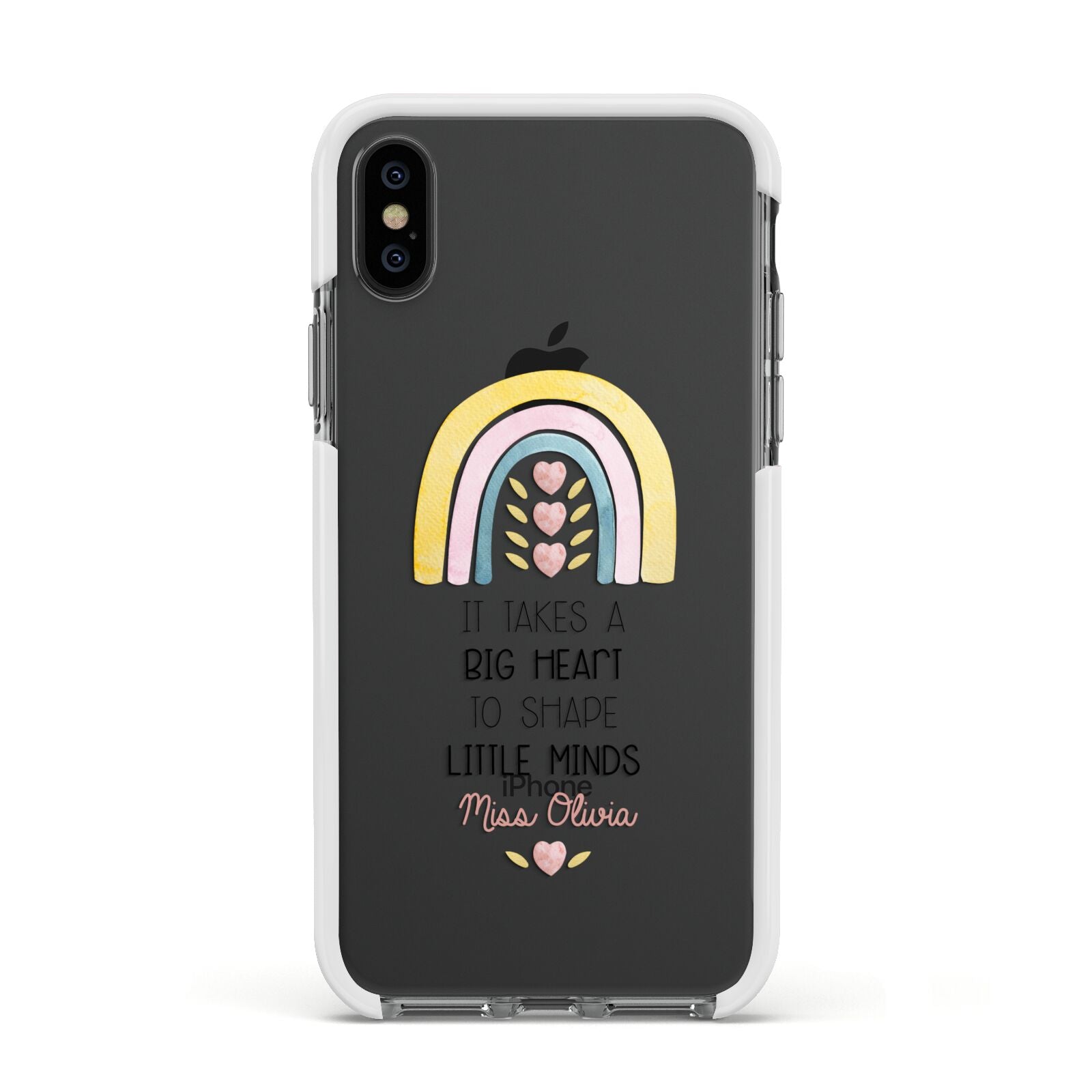 Thank You Teacher Apple iPhone Xs Impact Case White Edge on Black Phone