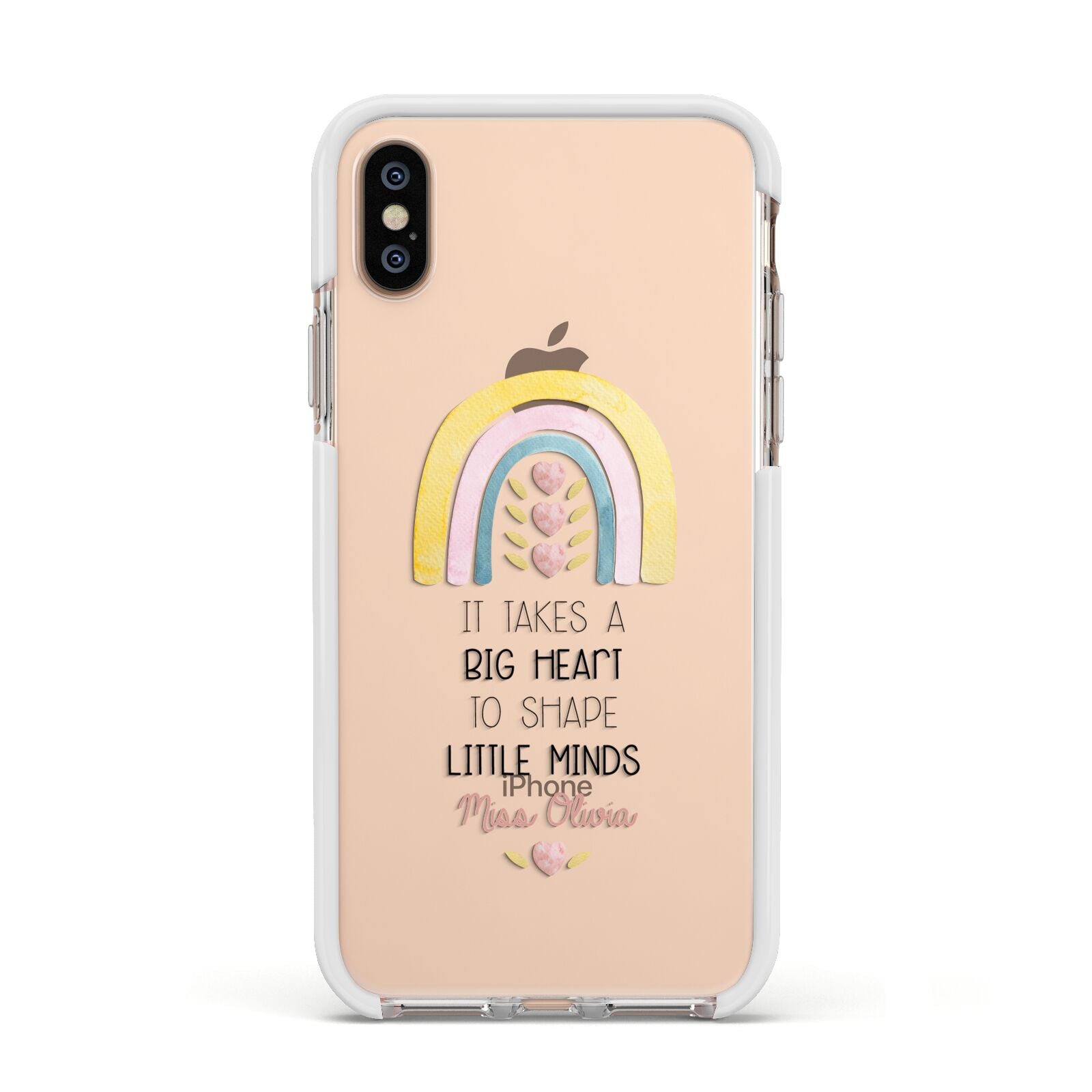 Thank You Teacher Apple iPhone Xs Impact Case White Edge on Gold Phone