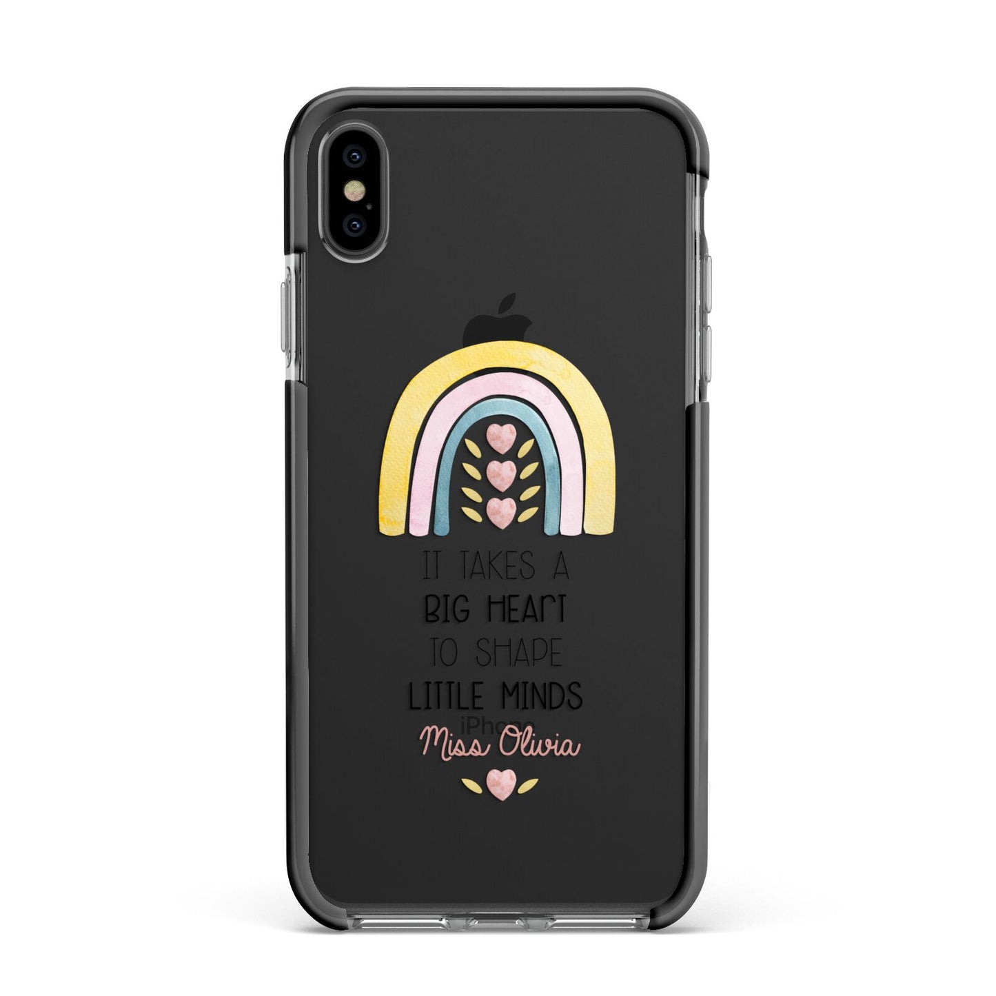 Thank You Teacher Apple iPhone Xs Max Impact Case Black Edge on Black Phone