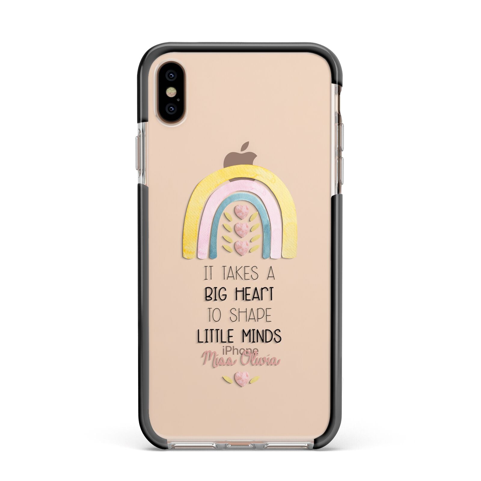 Thank You Teacher Apple iPhone Xs Max Impact Case Black Edge on Gold Phone